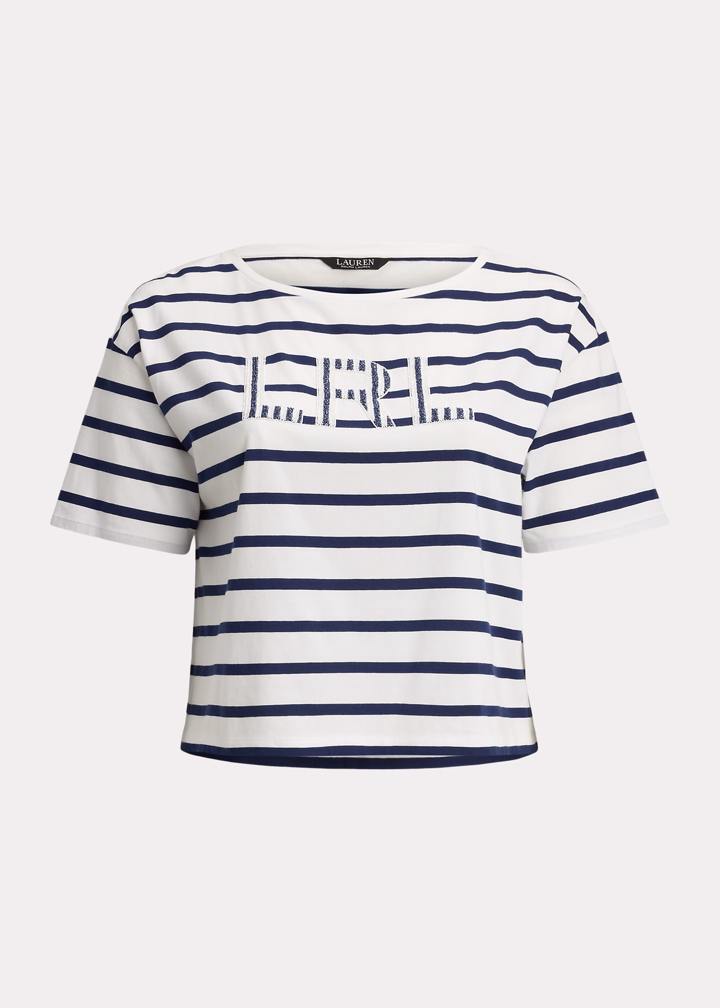 Gestreiftes T-Shirt mit Perlenlogo - RALPH LAUREN OUTLET