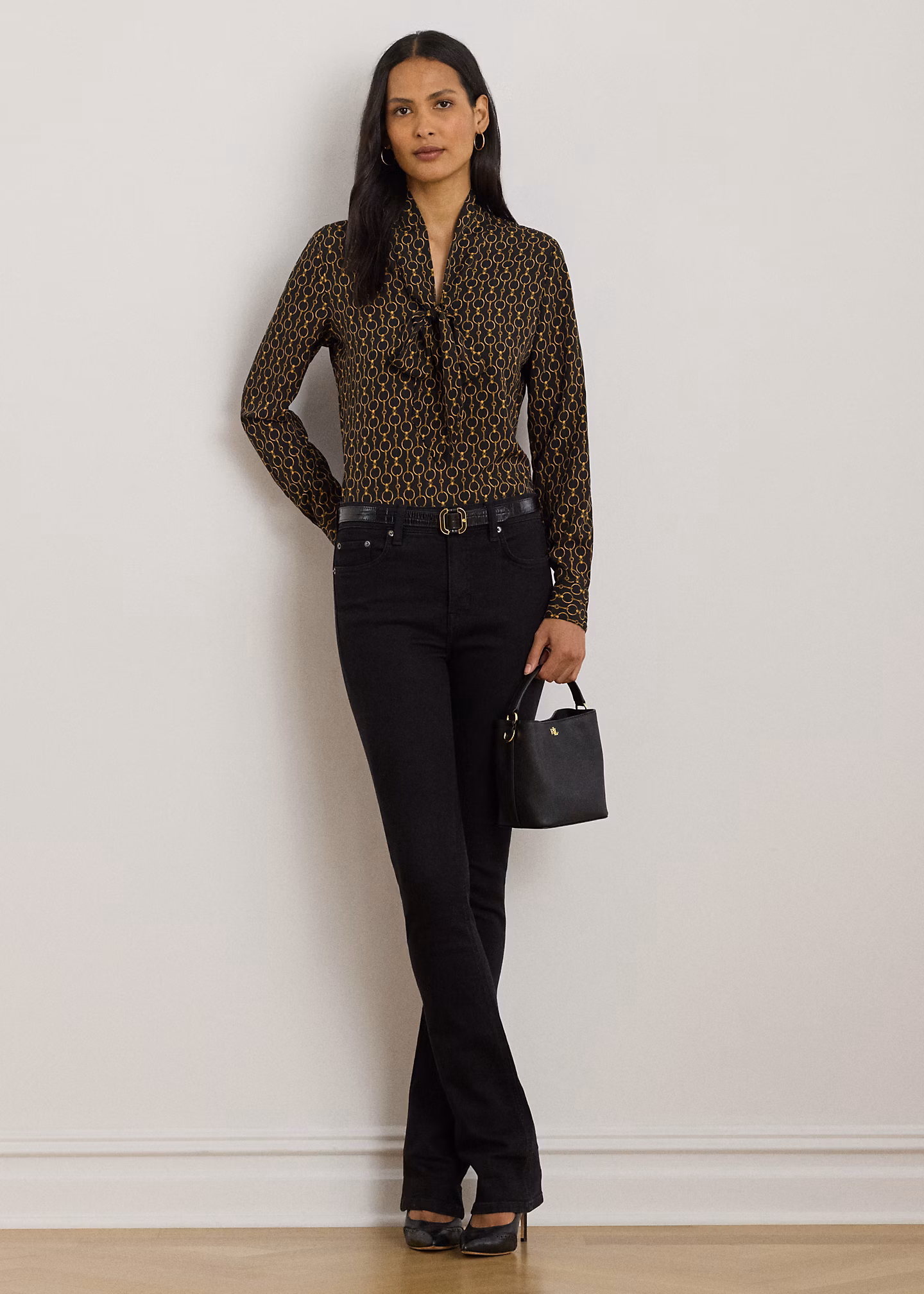 Bluse mit Kettenmuster und Bindedetail - RALPH LAUREN OUTLET