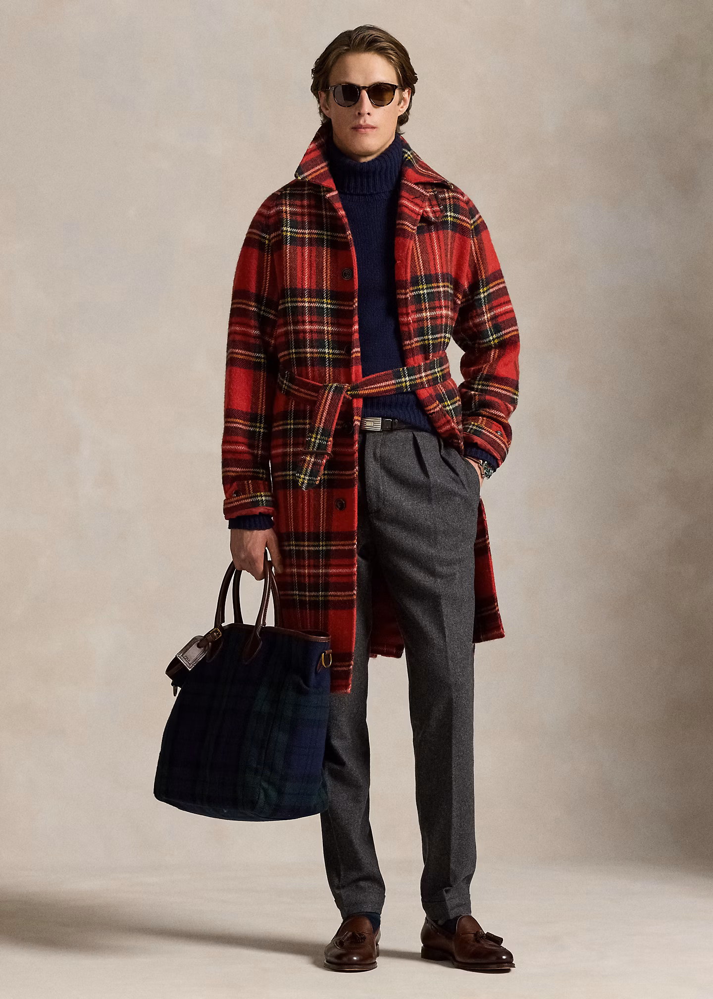 Karierter Balmacaan-Mantel aus Wolltweed - RALPH LAUREN OUTLET