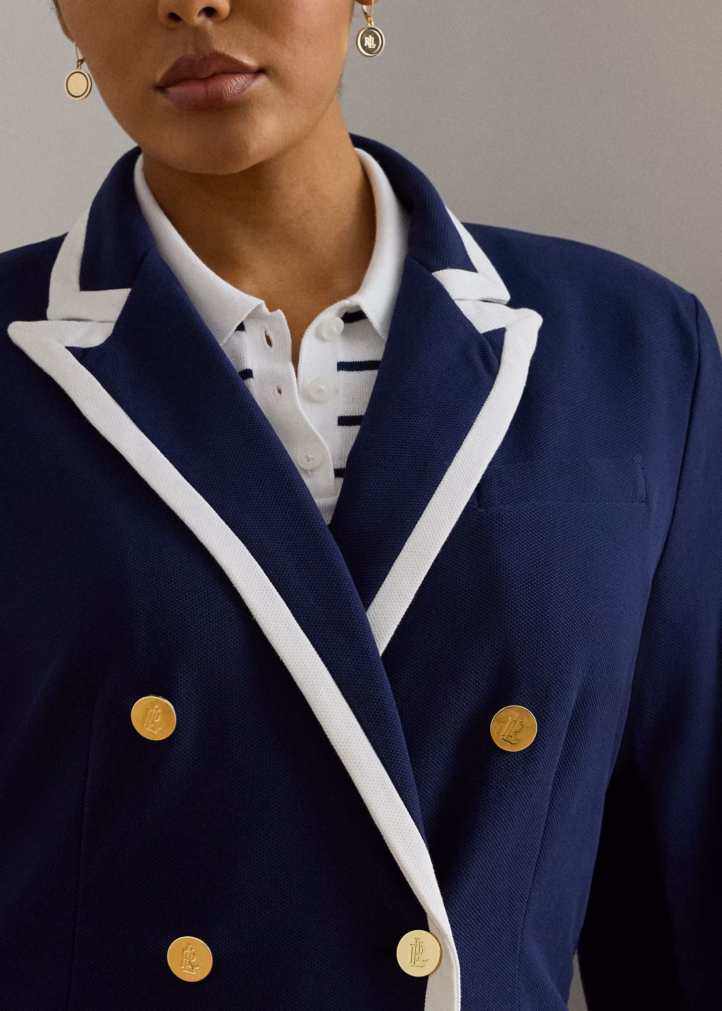 Zweifarbiger zweireihiger Piqué-Blazer - RALPH LAUREN OUTLET