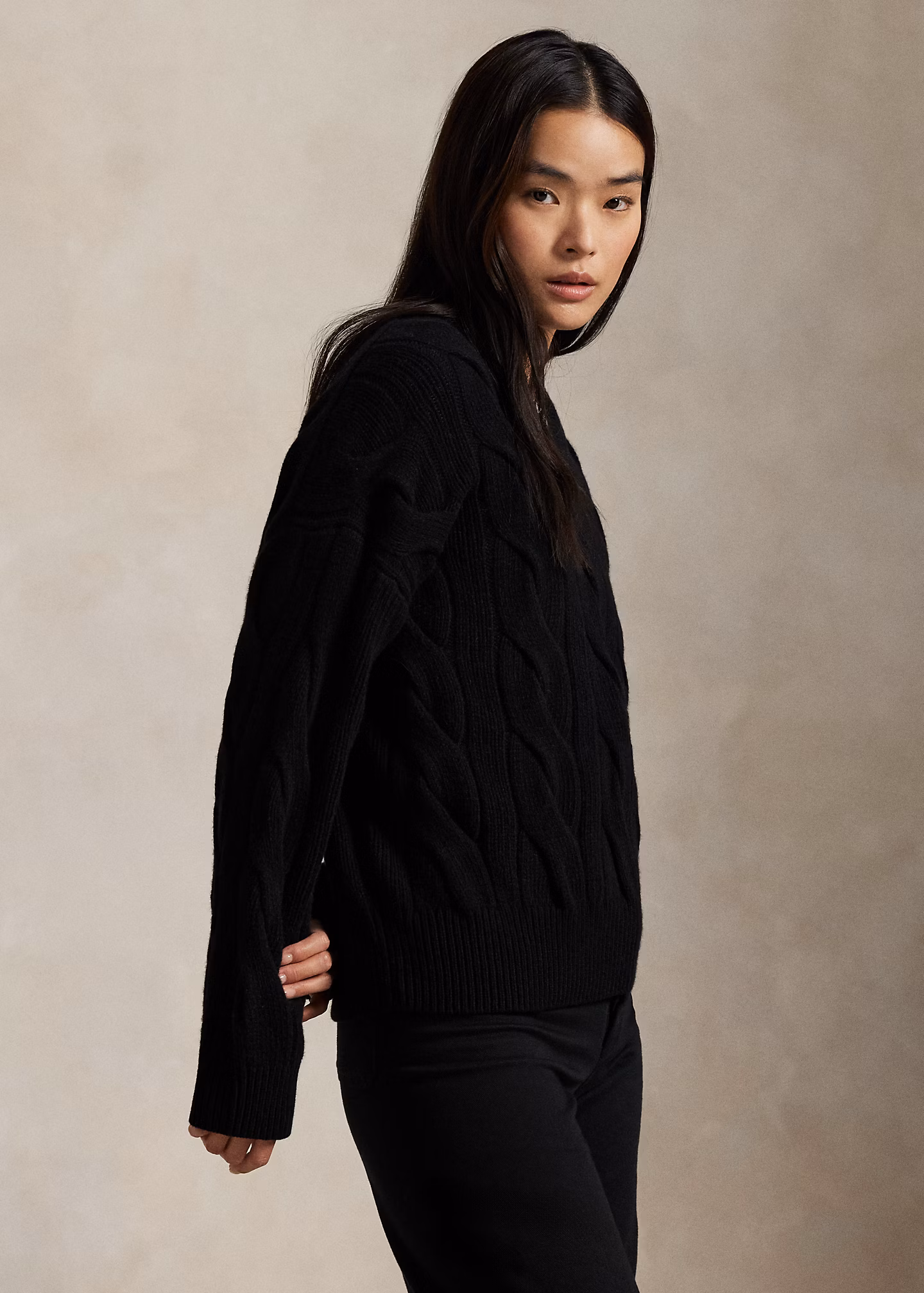 Woll-Kaschmir-Pullover mit Zopfmuster - RALPH LAUREN OUTLET