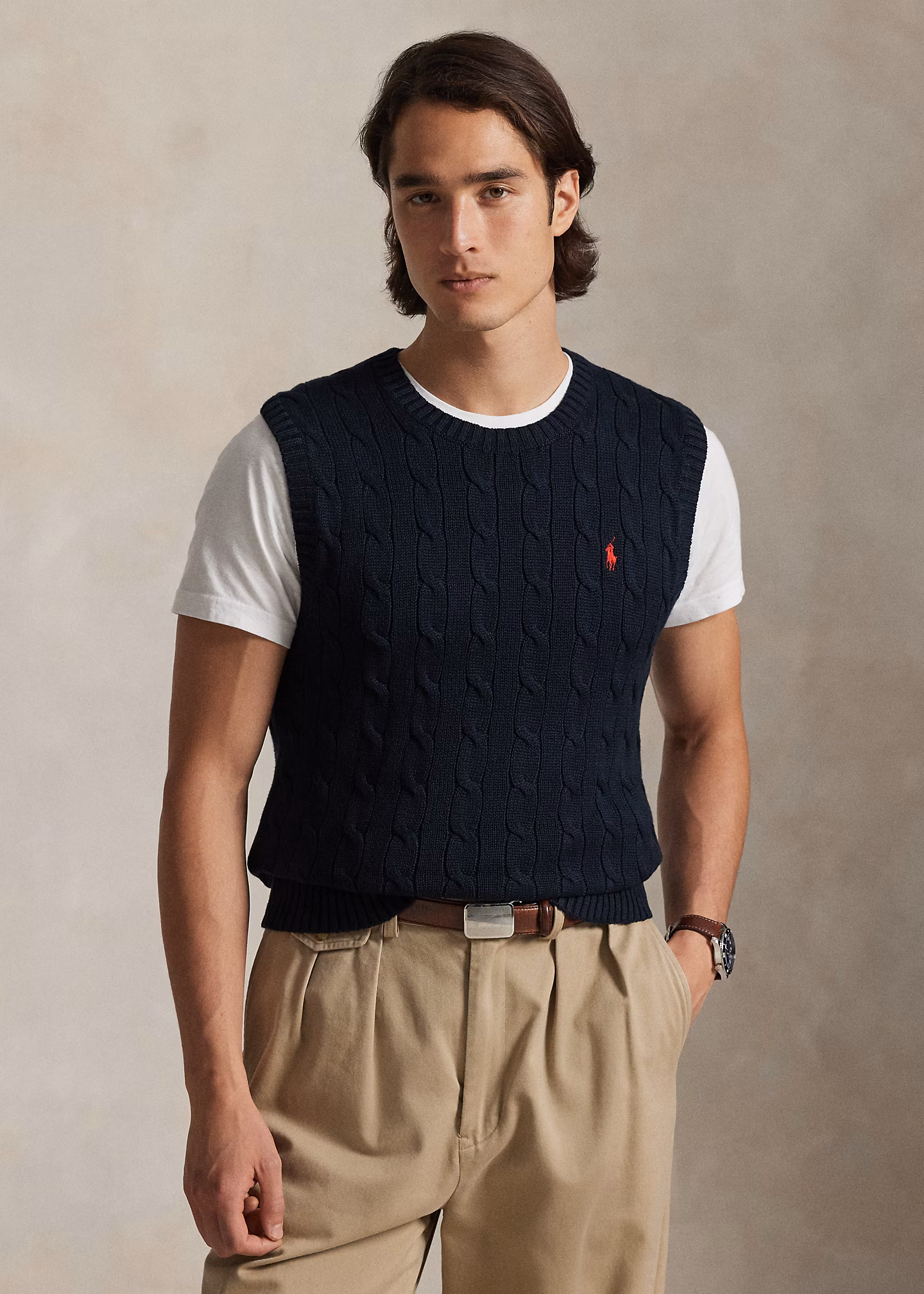 Baumwollpullunder mit Zopfmuster - RALPH LAUREN OUTLET