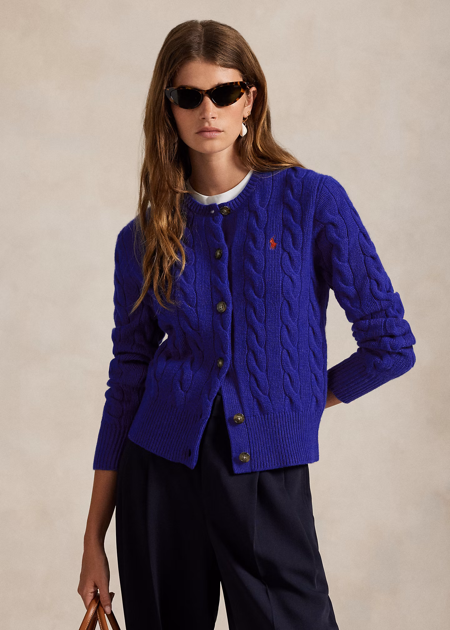 Woll-Kaschmirstrickjacke mit Zopfmuster - RALPH LAUREN OUTLET