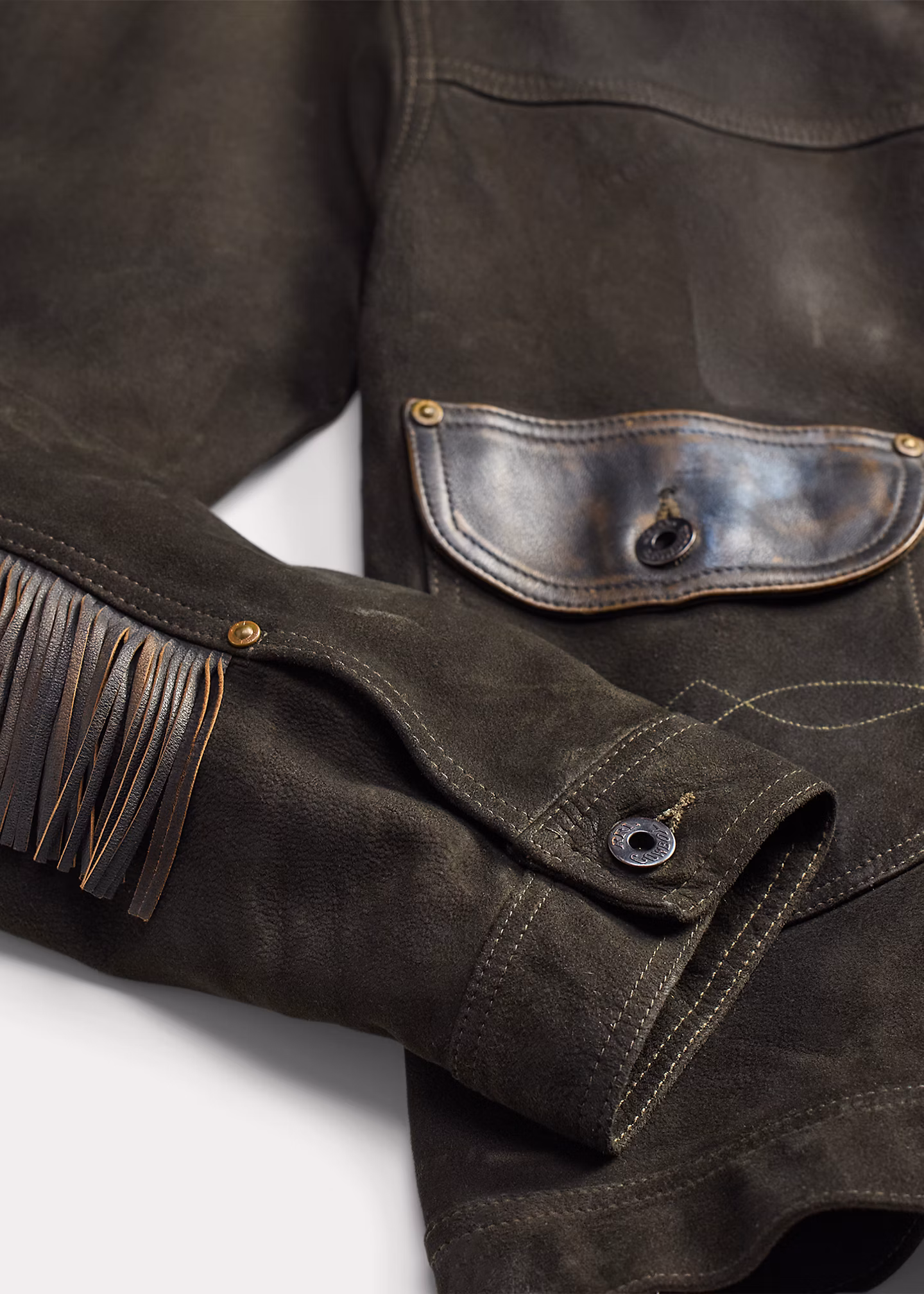 Wildlederjacke mit Lederbesatz - RALPH LAUREN OUTLET