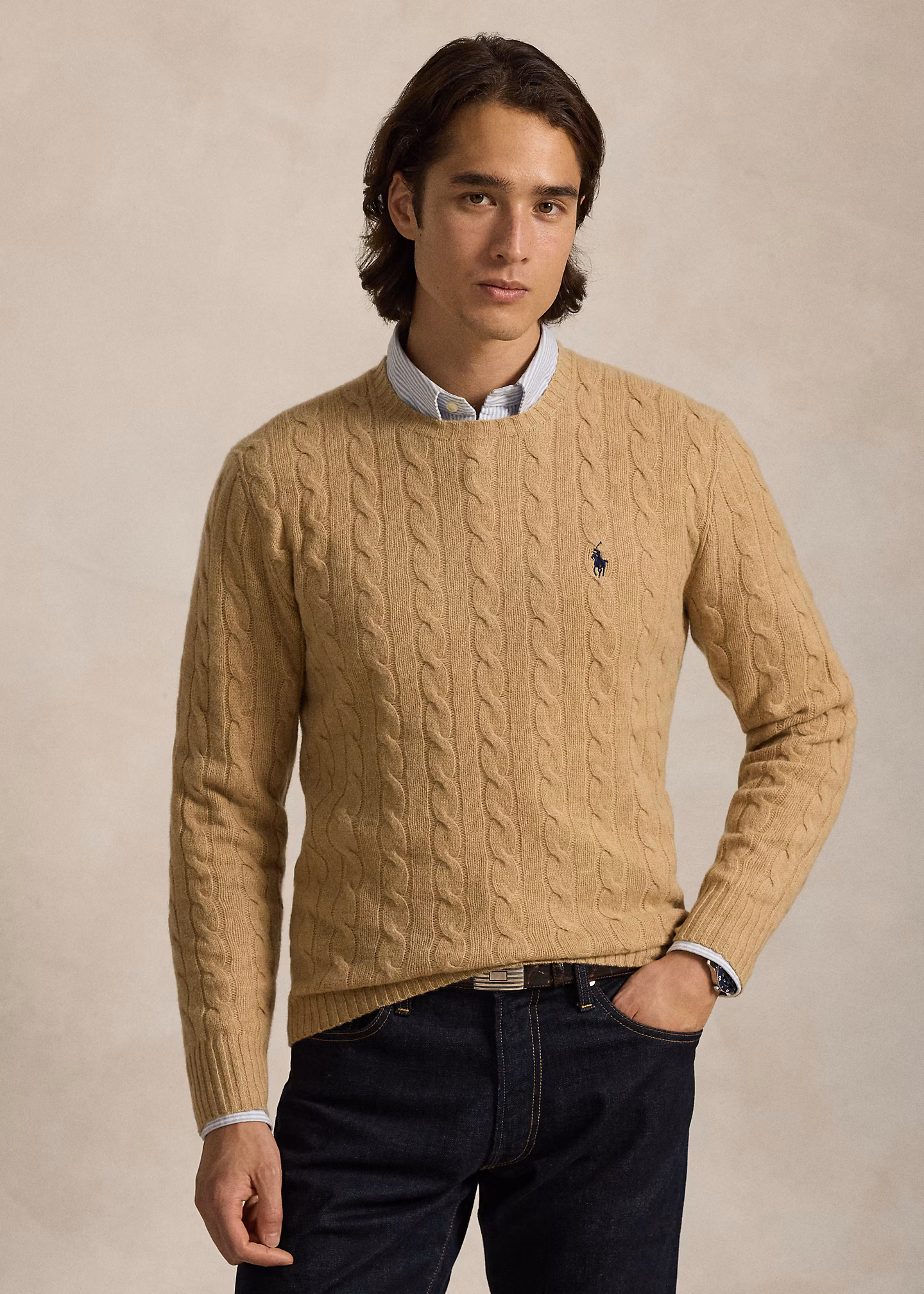 Woll-Kaschmir-Pullover mit Zopfmuster - RALPH LAUREN OUTLET