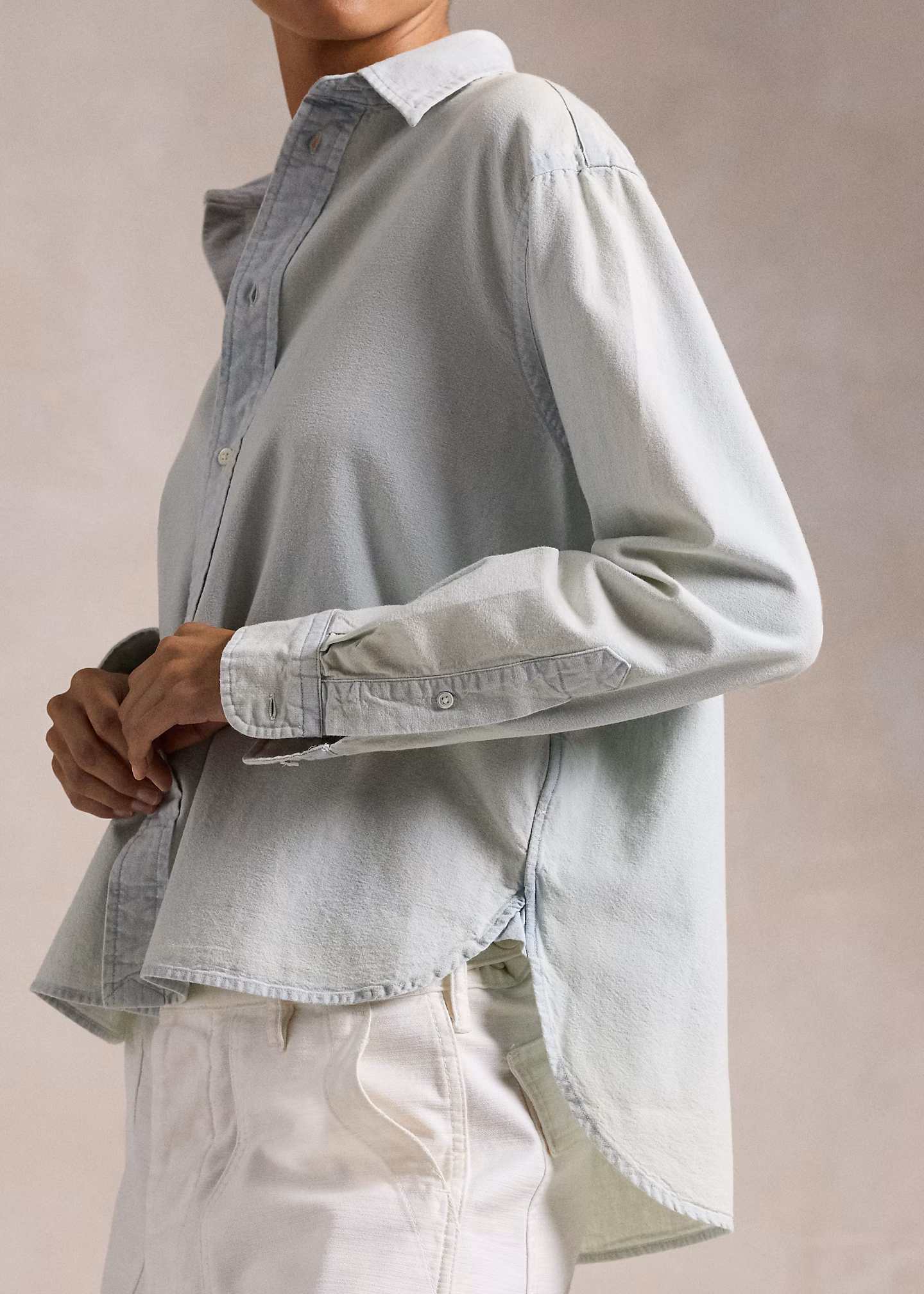 Verkürztes, kastenförmiges Chambray-Hemd - RALPH LAUREN OUTLET