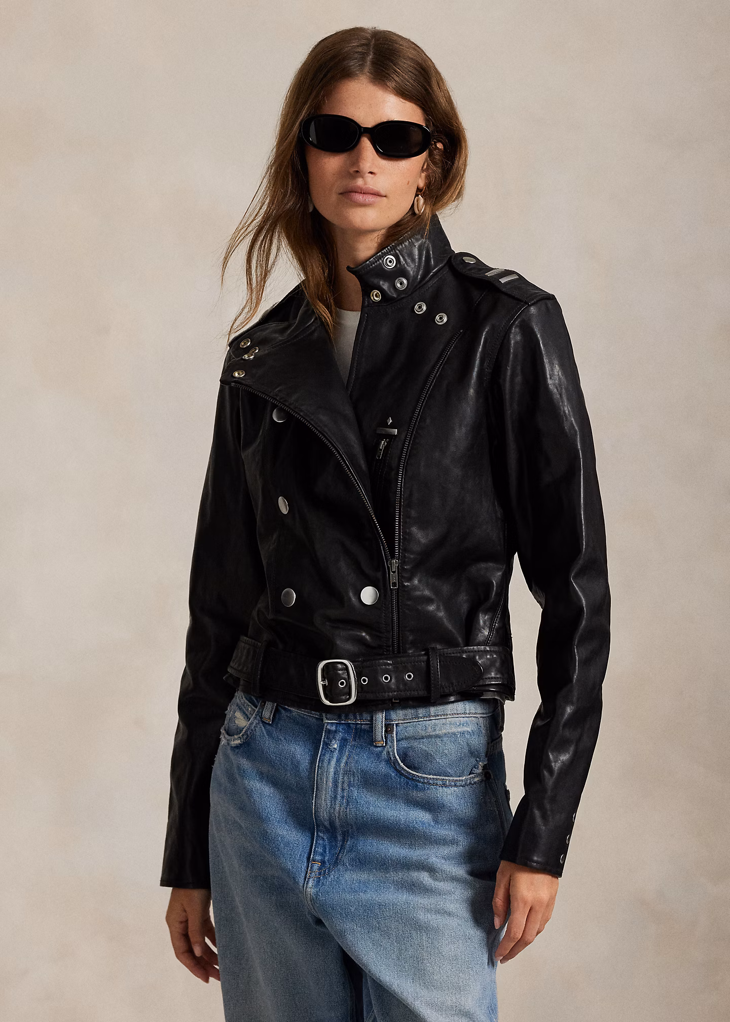 Nietenbesetzte Lederjacke - RALPH LAUREN OUTLET