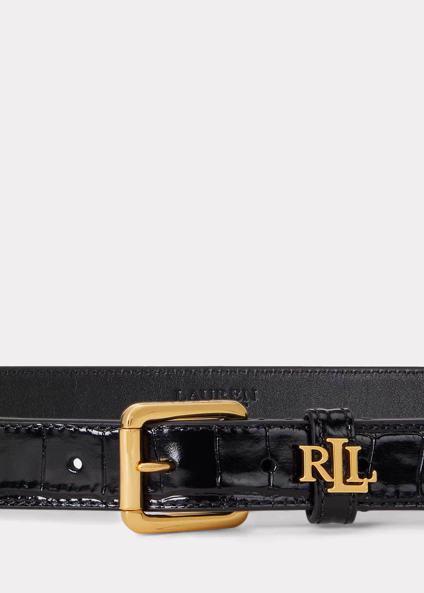 Schmaler Krokogürtel mit Logo-Schlaufe - RALPH LAUREN OUTLET