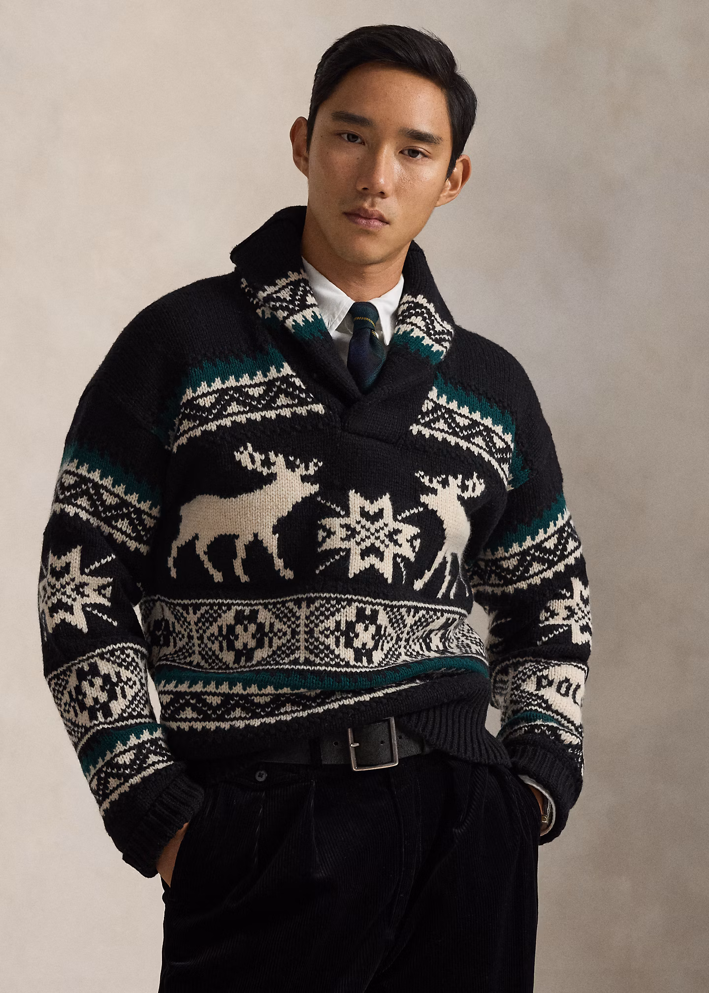 Pullover aus Wollmischung mit Elchgrafik - RALPH LAUREN OUTLET