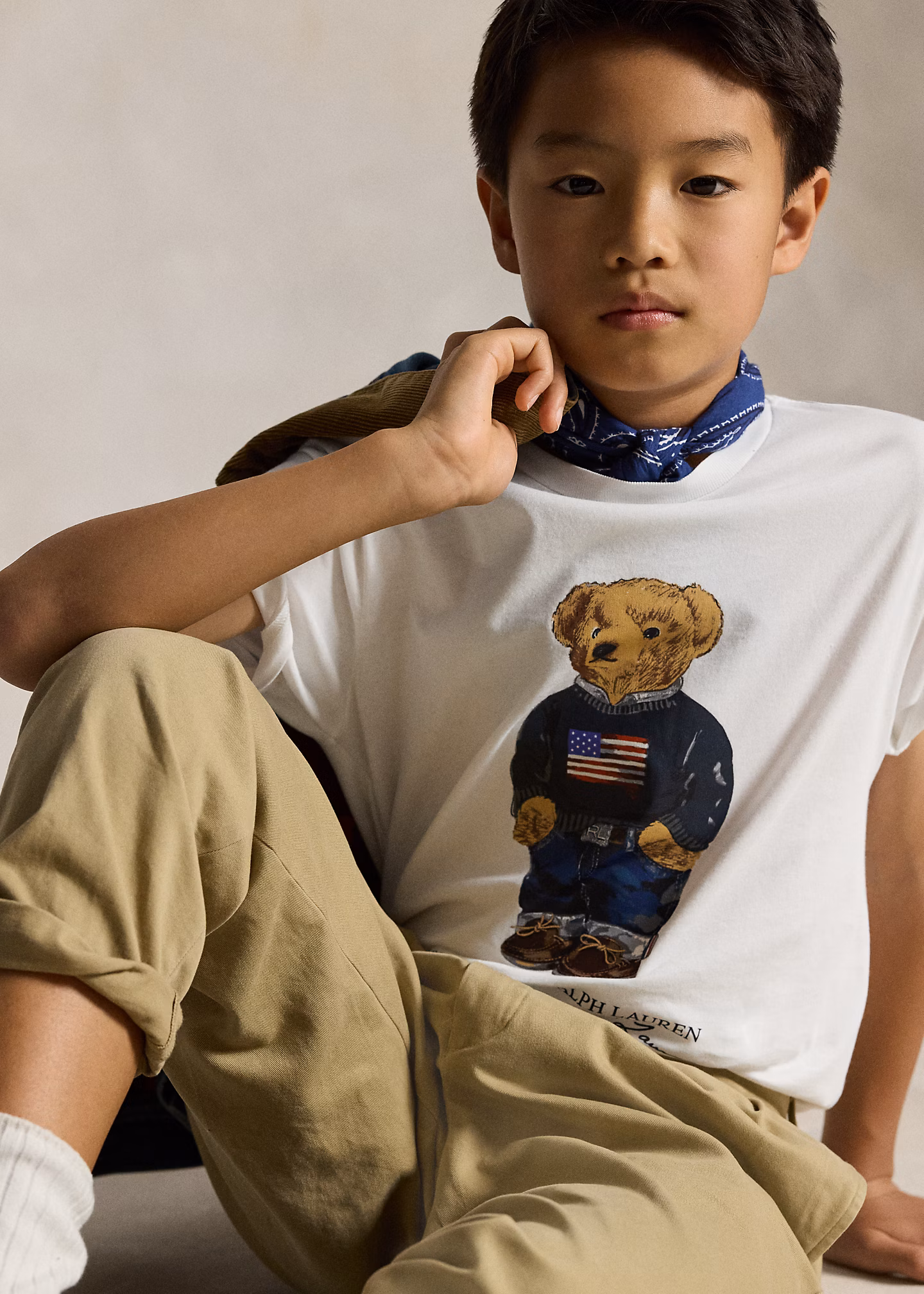 Baumwolljersey-T-Shirt mit Polo Bear - RALPH LAUREN OUTLET