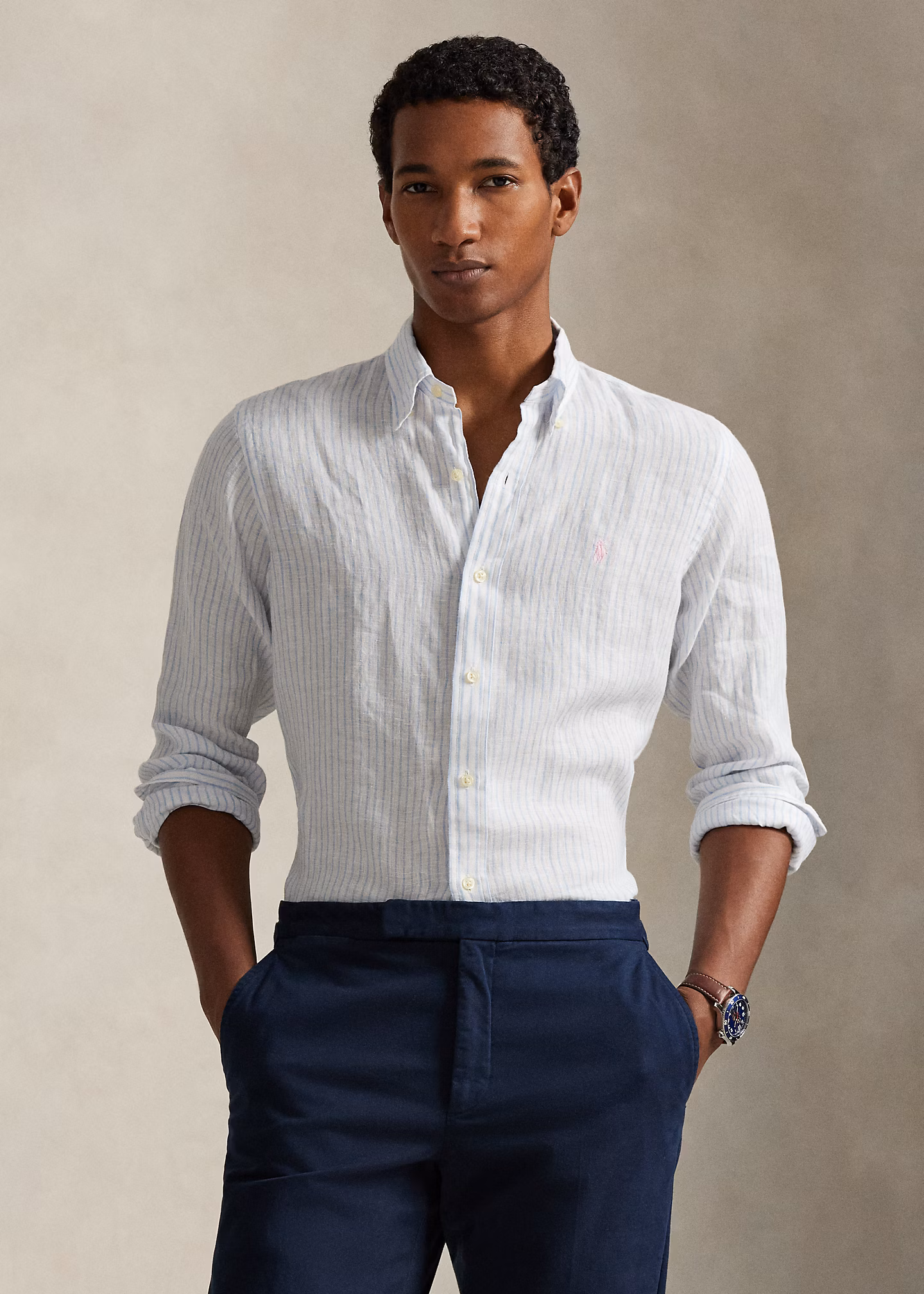 Gestreiftes Slim-Fit Leinenhemd - RALPH LAUREN OUTLET