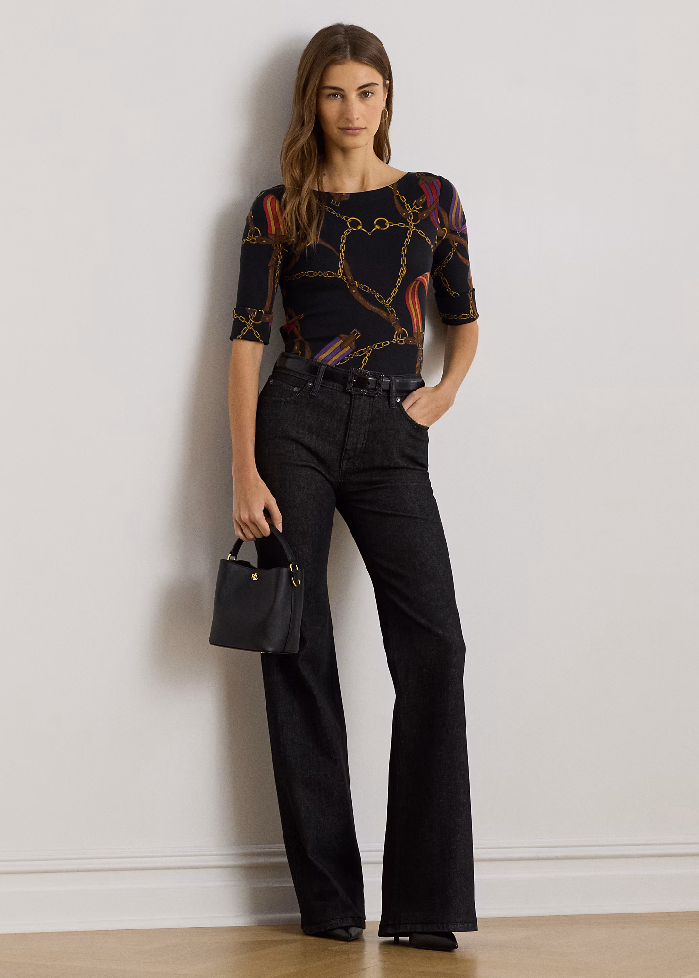 Baumwoll-T-Shirt mit U-Boot-Ausschnitt - RALPH LAUREN OUTLET