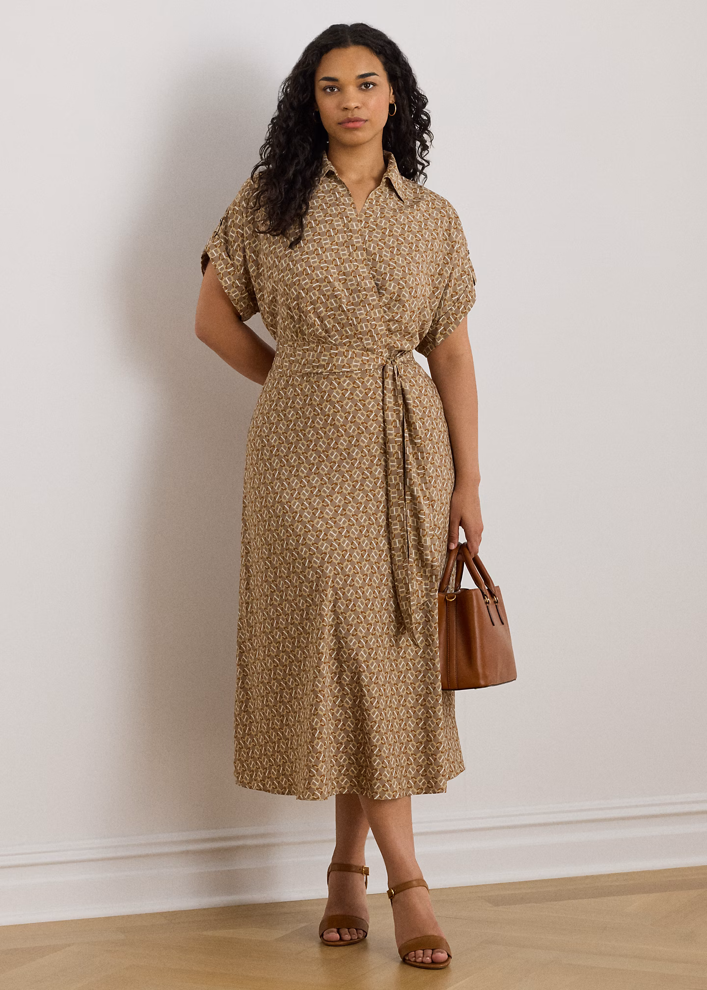 Gemustertes Crêpekleid mit Gürtel - RALPH LAUREN OUTLET