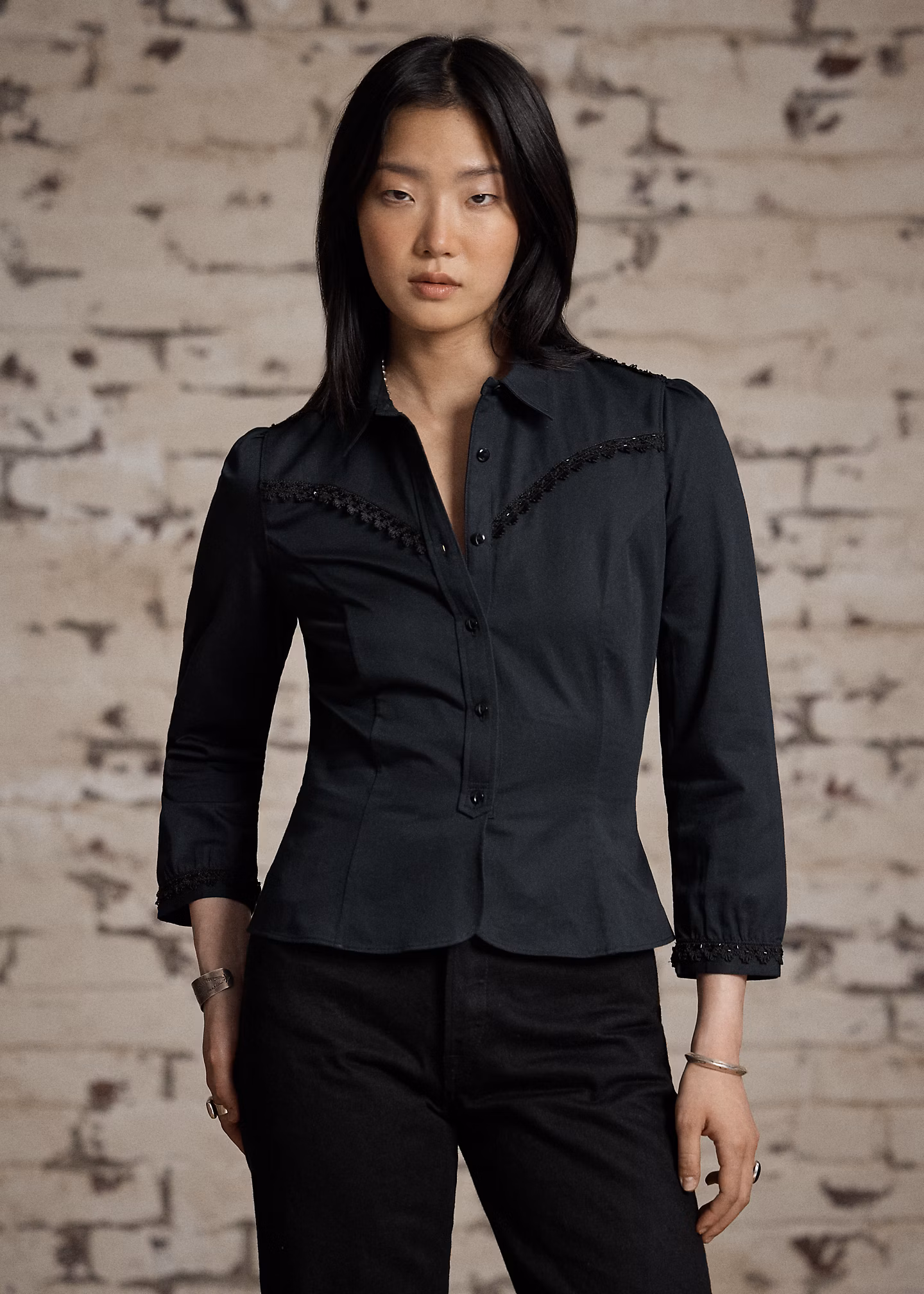 Bluse aus Atlas mit Perlen-Besatz - RALPH LAUREN OUTLET