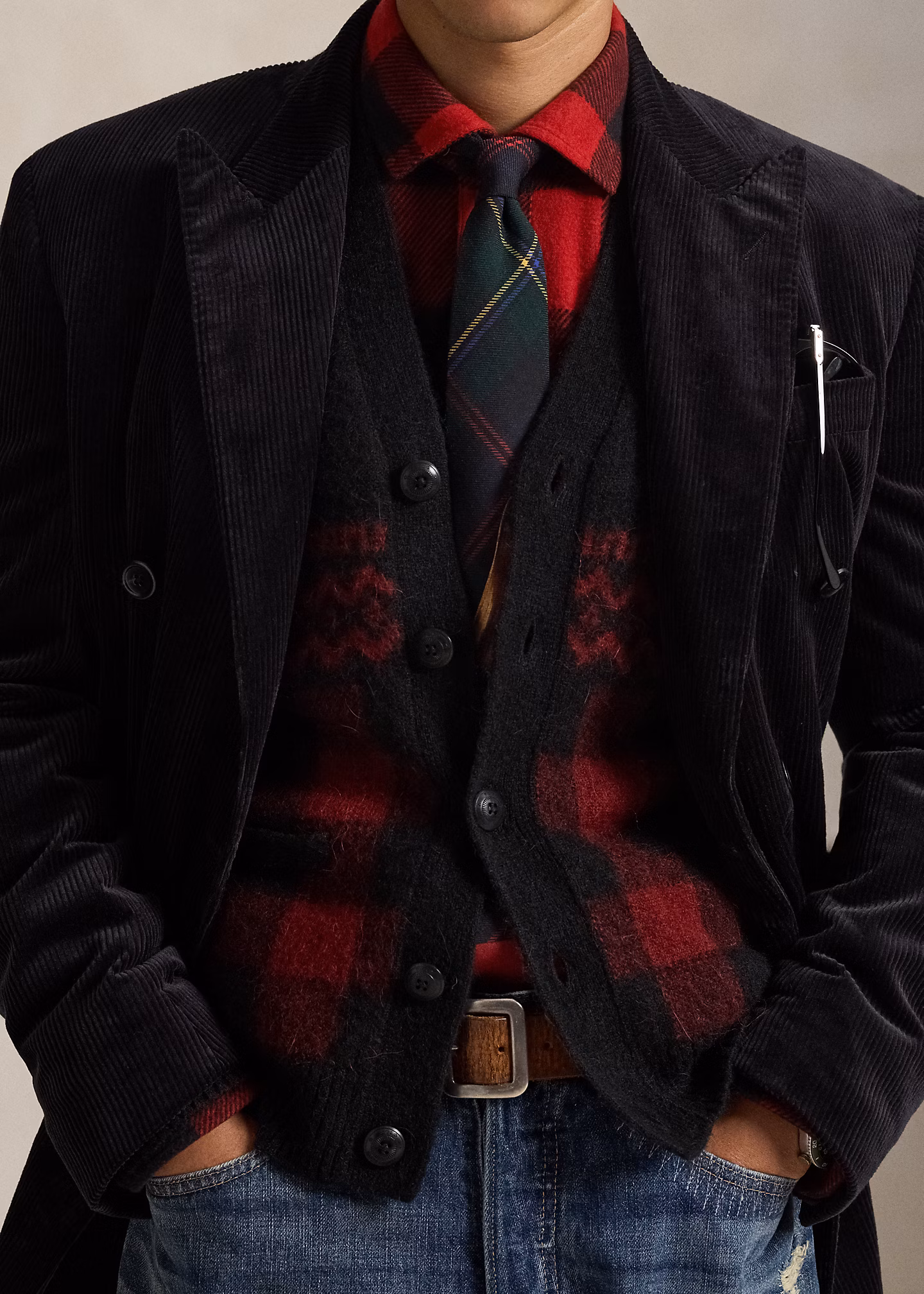 Buffalo-Karo-Strickjacke mit Elchgrafik - RALPH LAUREN OUTLET