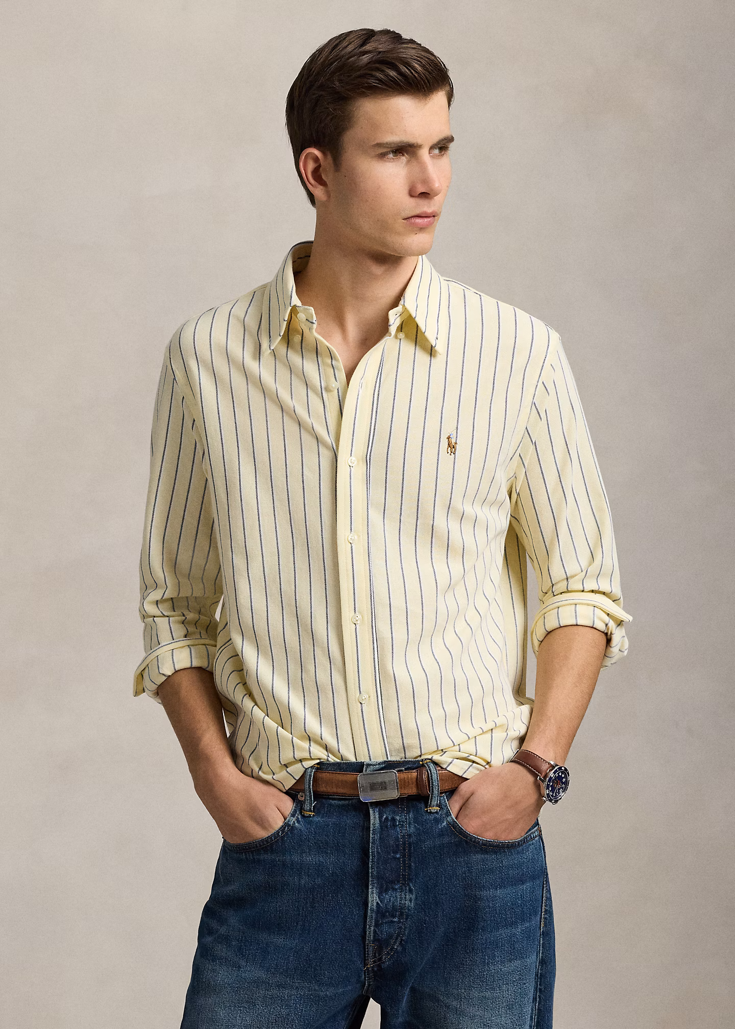 Baumwollpiqué-Oxfordhemd mit Streifen - RALPH LAUREN OUTLET