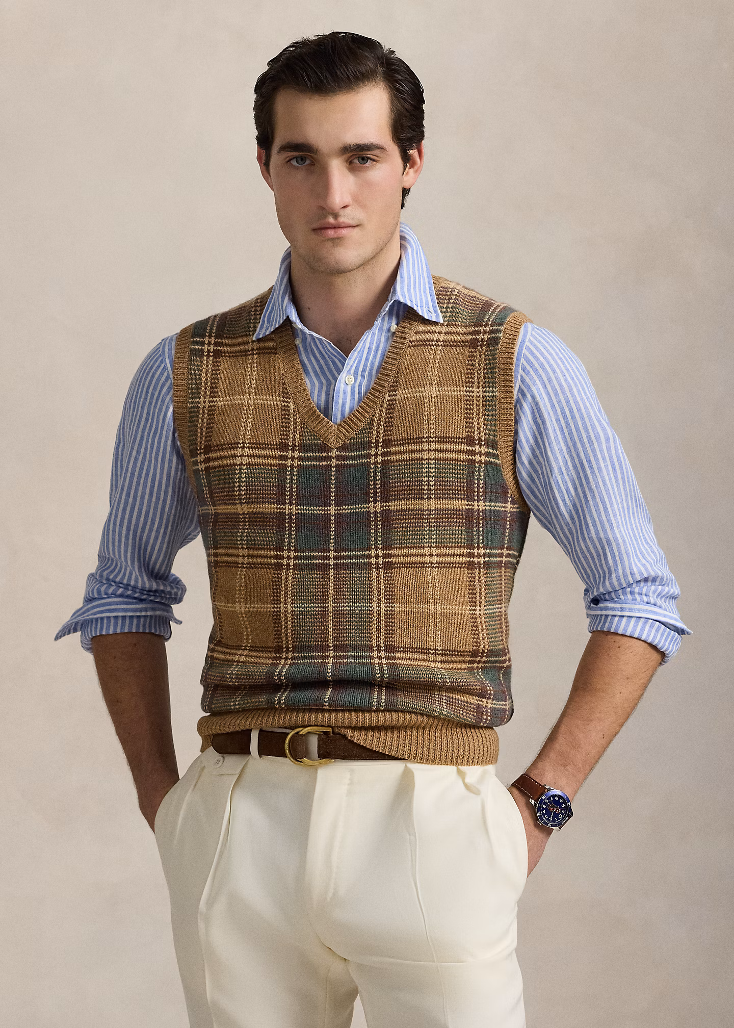 Karierter Woll-Baumwoll-Pullunder - RALPH LAUREN OUTLET