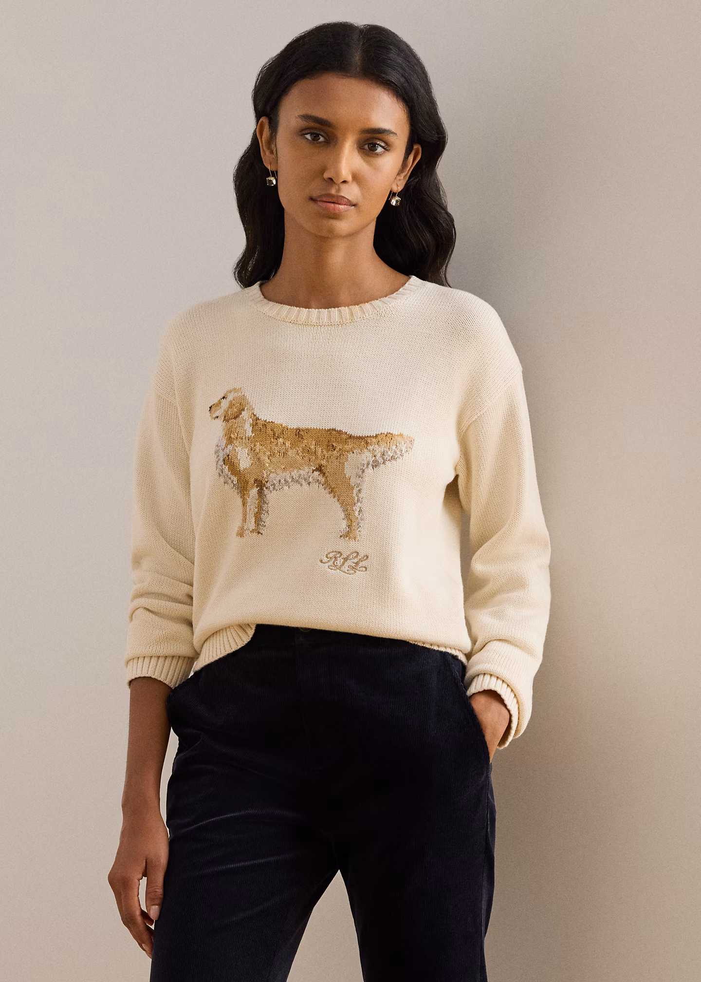 Strickpullover mit Golden Retriever - RALPH LAUREN OUTLET