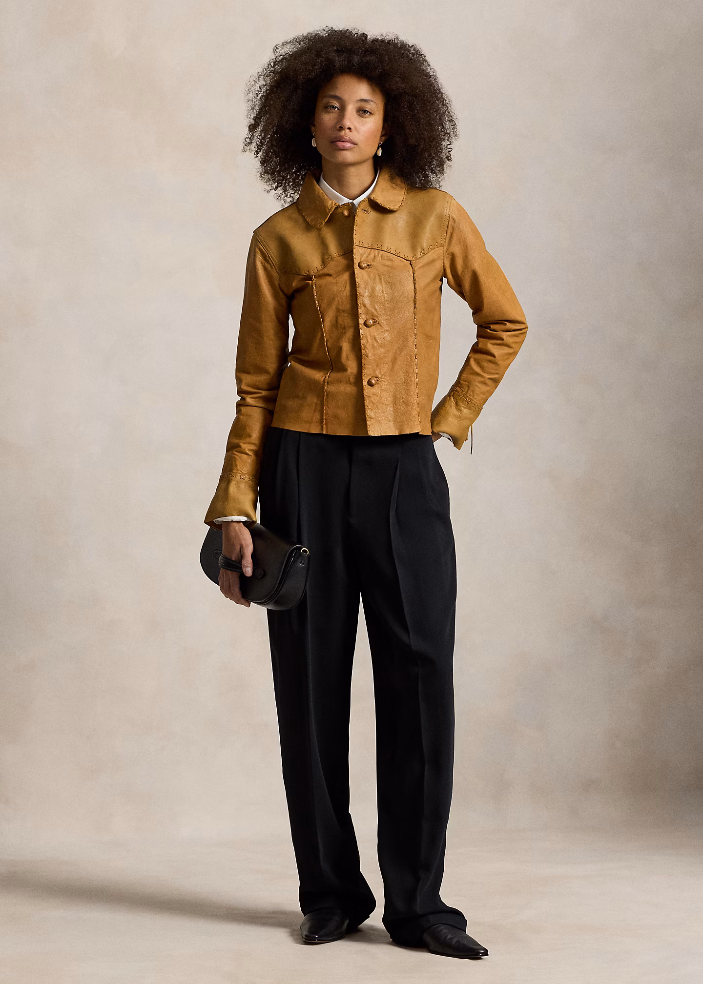 Western-Hemdjacke aus Leder - RALPH LAUREN OUTLET