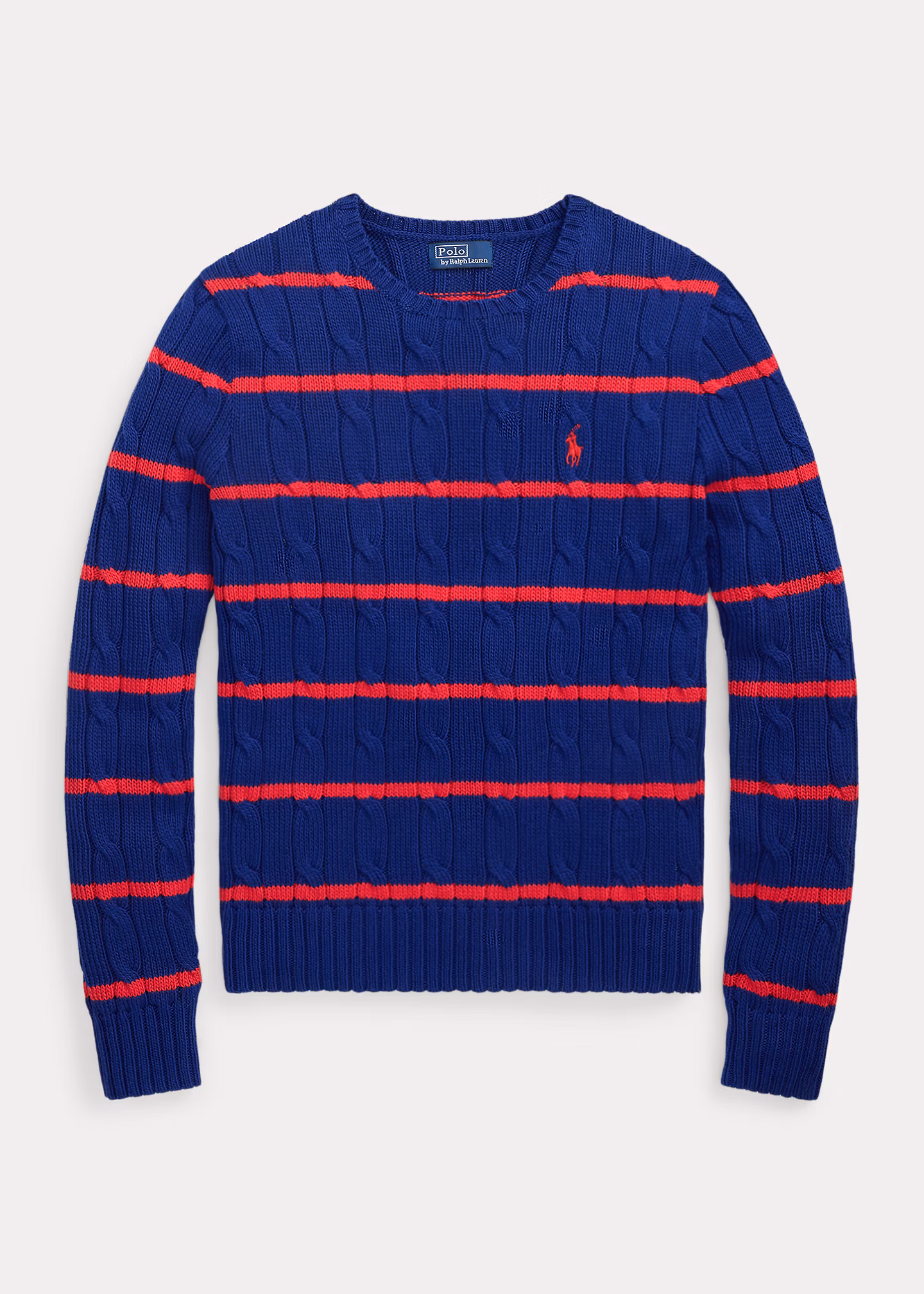 Gestreifter Zopfmuster-Baumwollpullover - RALPH LAUREN OUTLET