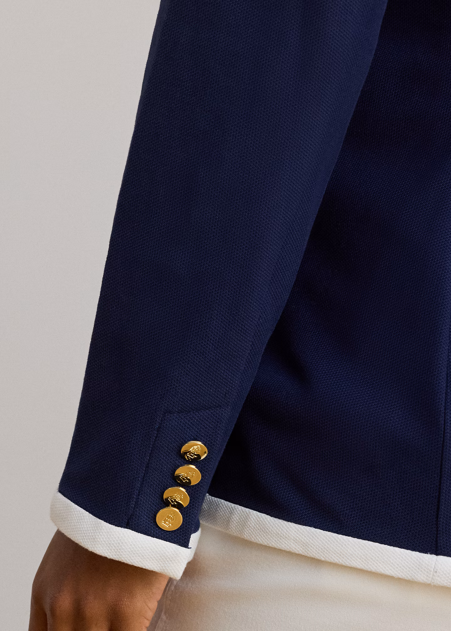 Zweifarbiger zweireihiger Piqué-Blazer - RALPH LAUREN OUTLET