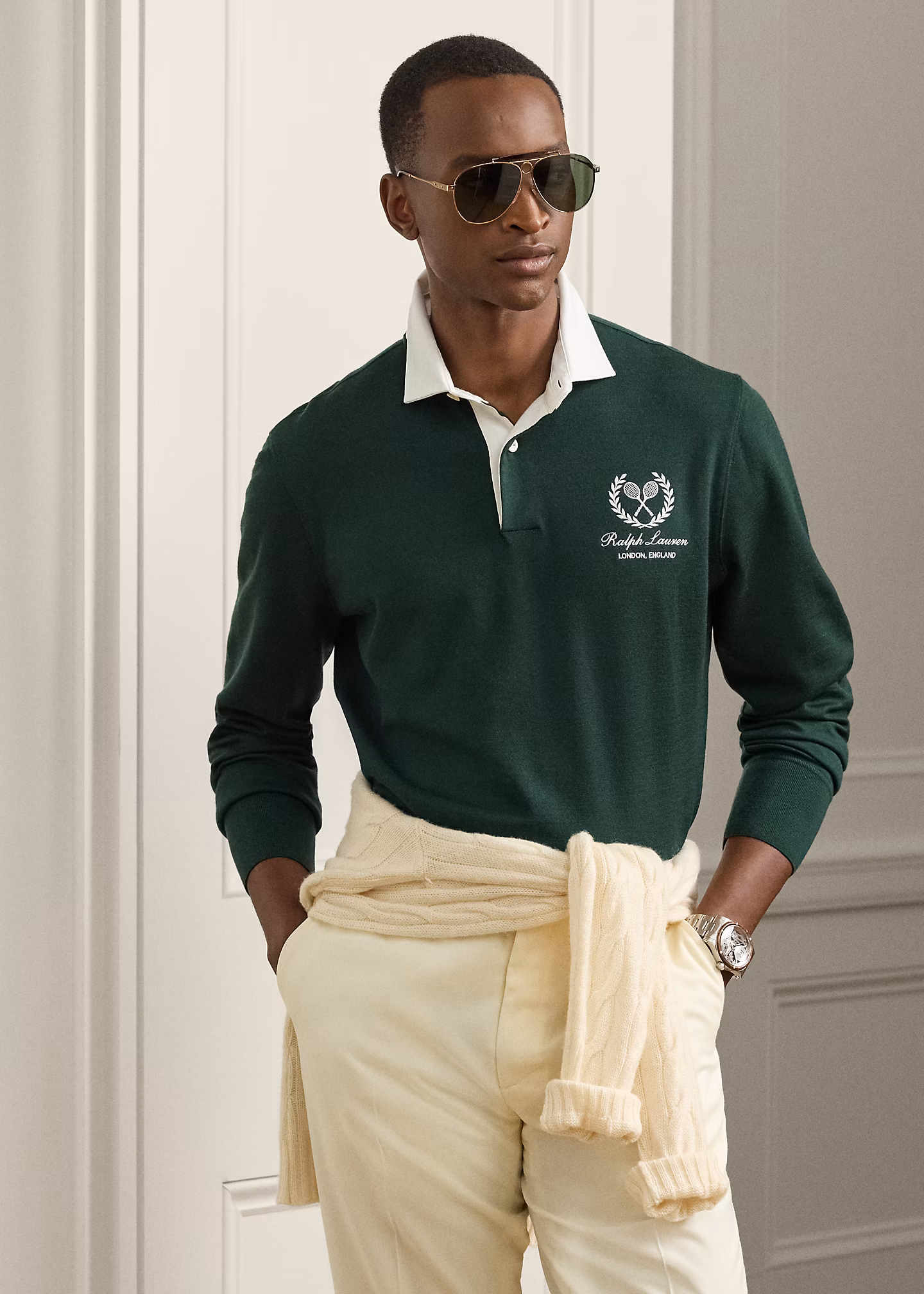 Rugbyhemd mit Kaschmir und Seide - RALPH LAUREN OUTLET