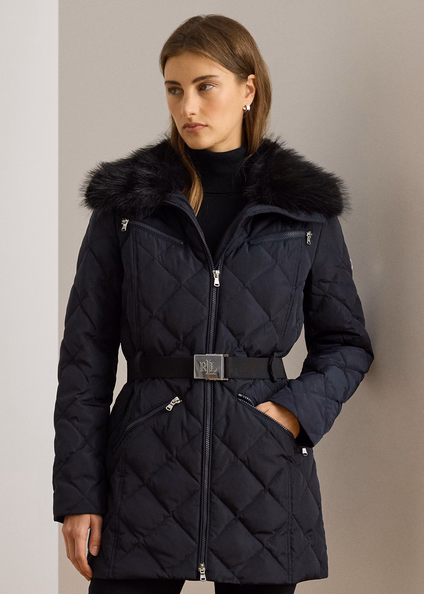 Daunen-Steppmantel mit Kunstpelzbesatz - RALPH LAUREN OUTLET