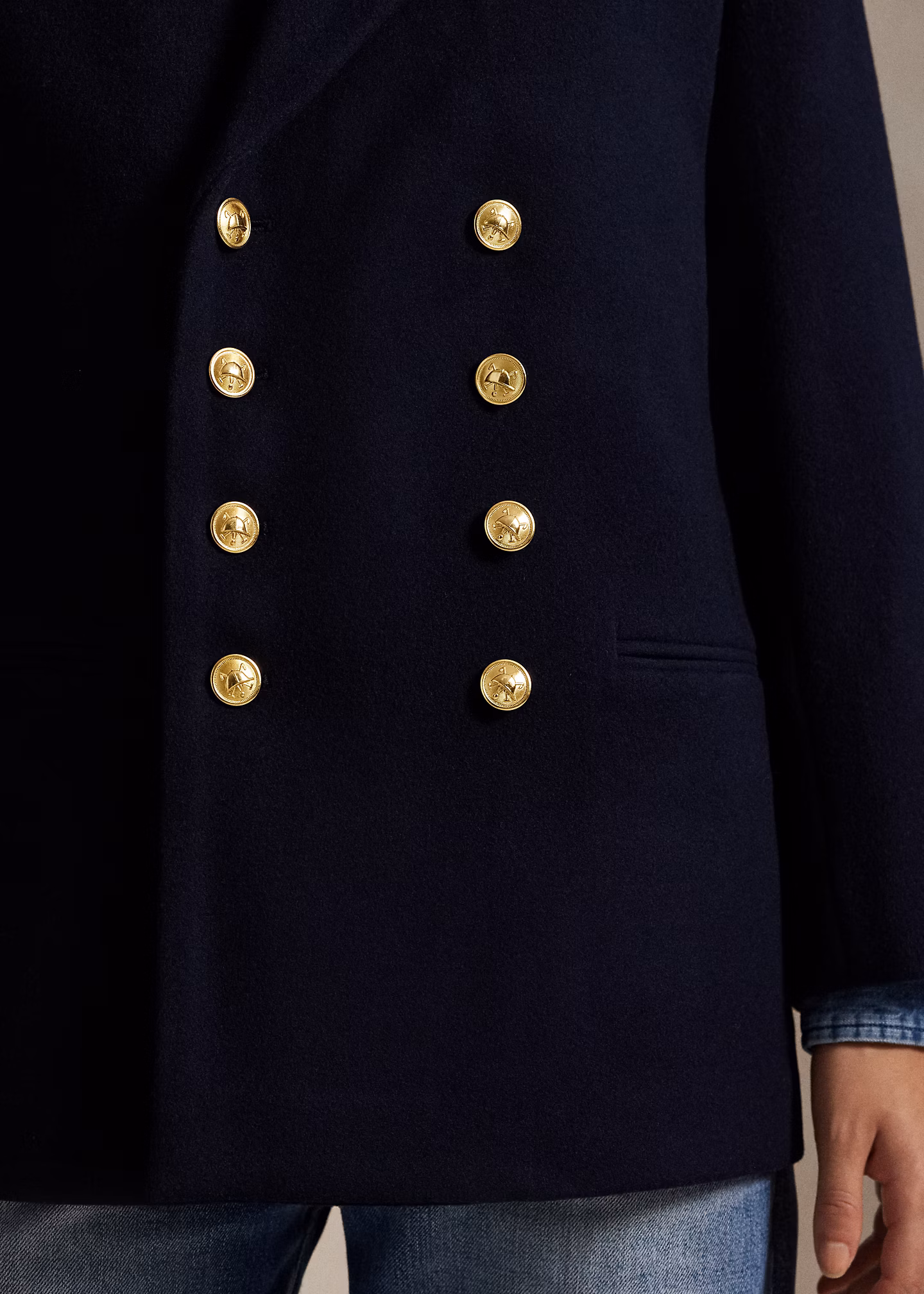 Zweireihiger Blazer aus Wollmelton - RALPH LAUREN OUTLET