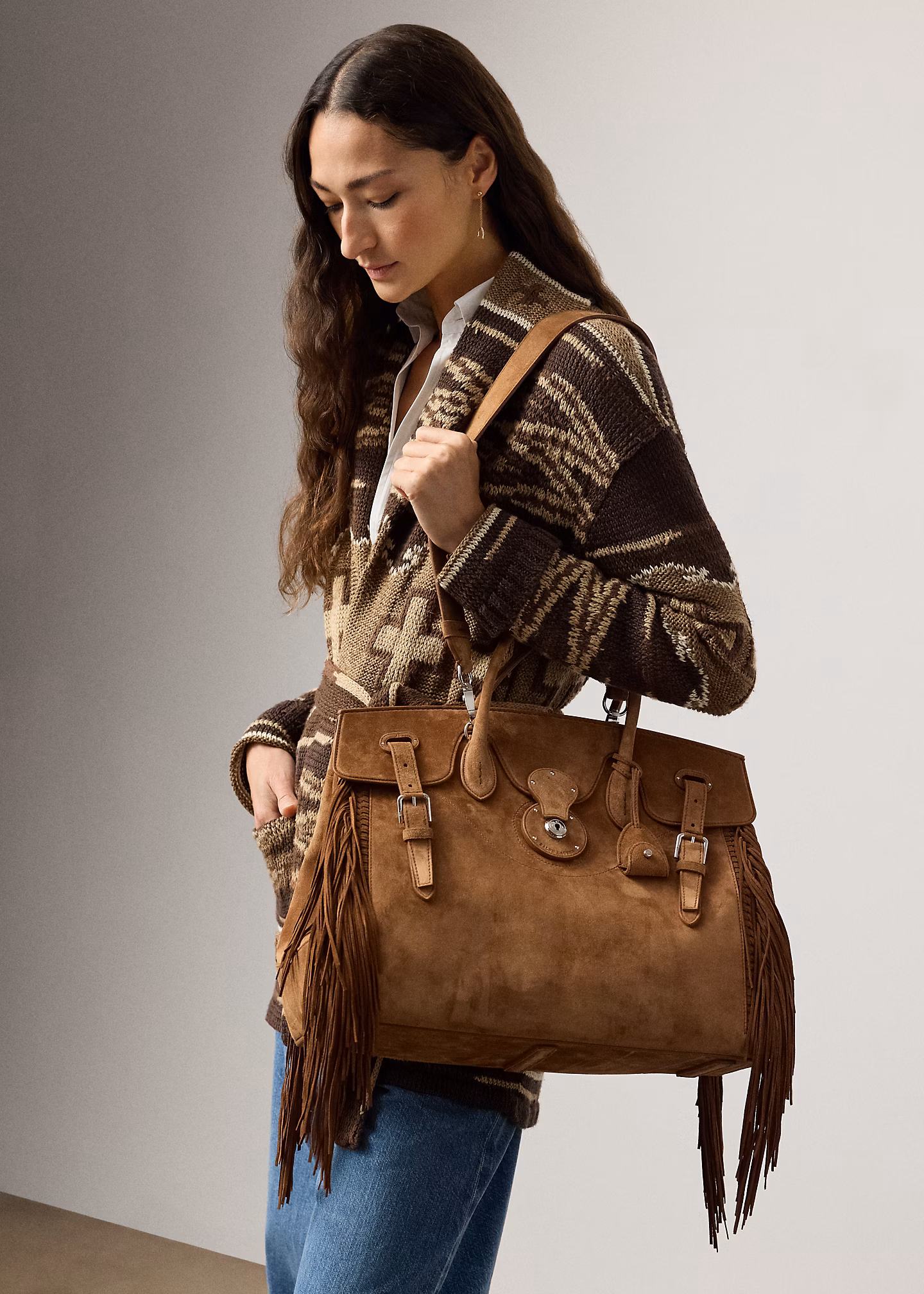 Tasche Soft Ricky 40 aus Kalbswildleder - RALPH LAUREN OUTLET