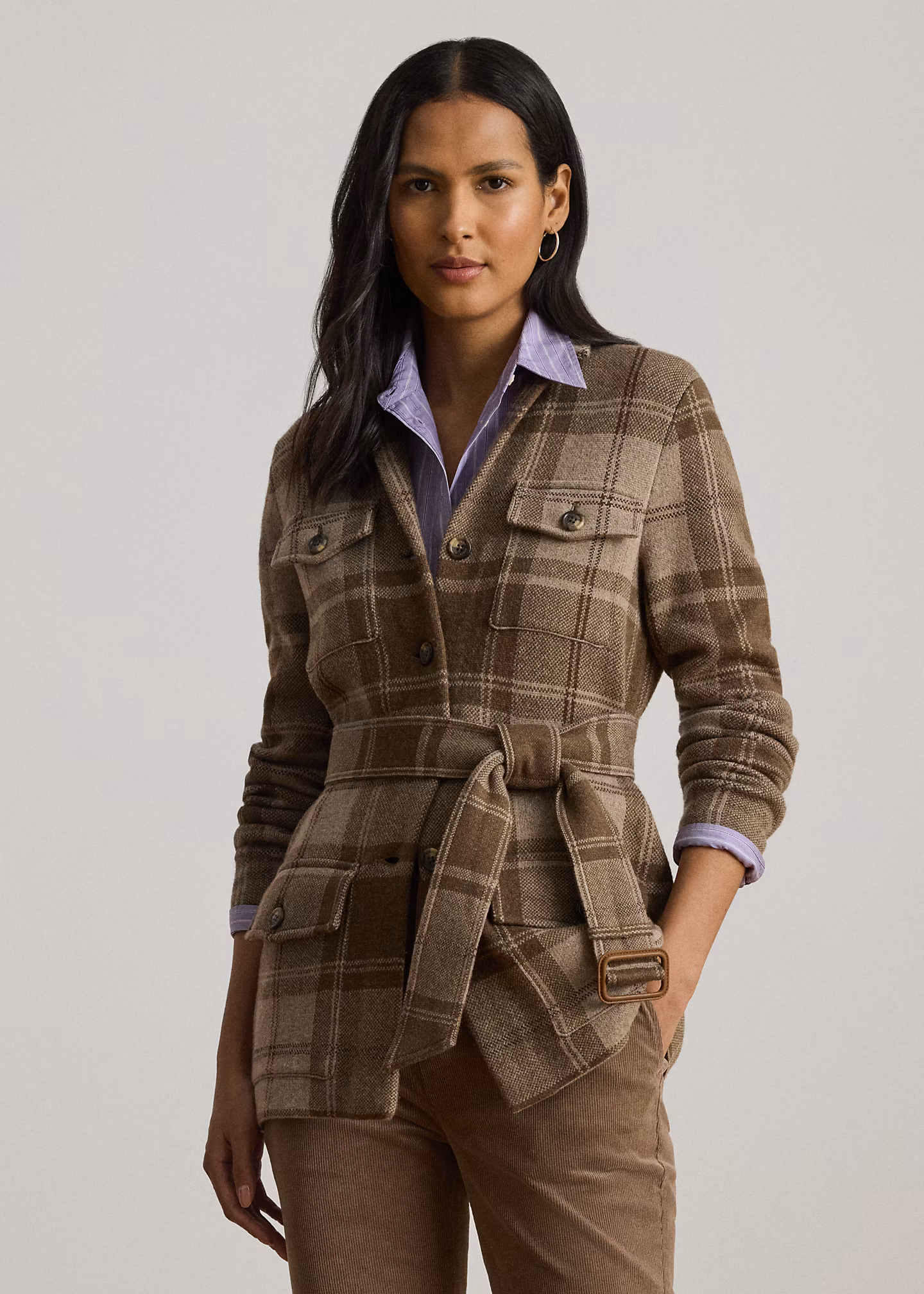 Karierter Blazer mit Gürtel - RALPH LAUREN OUTLET