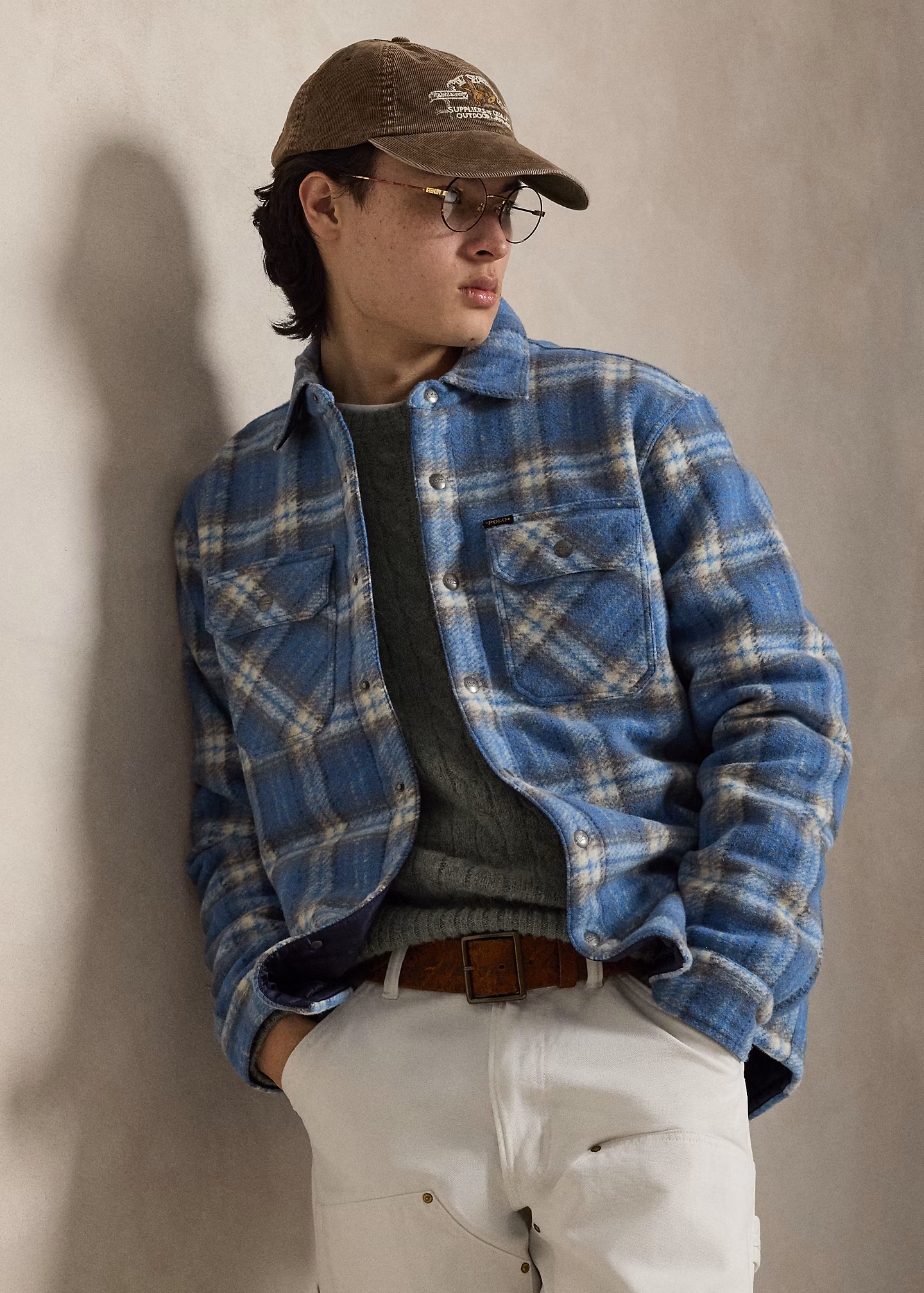 Karierte Hemdjacke aus gefilzter Wolle - RALPH LAUREN OUTLET