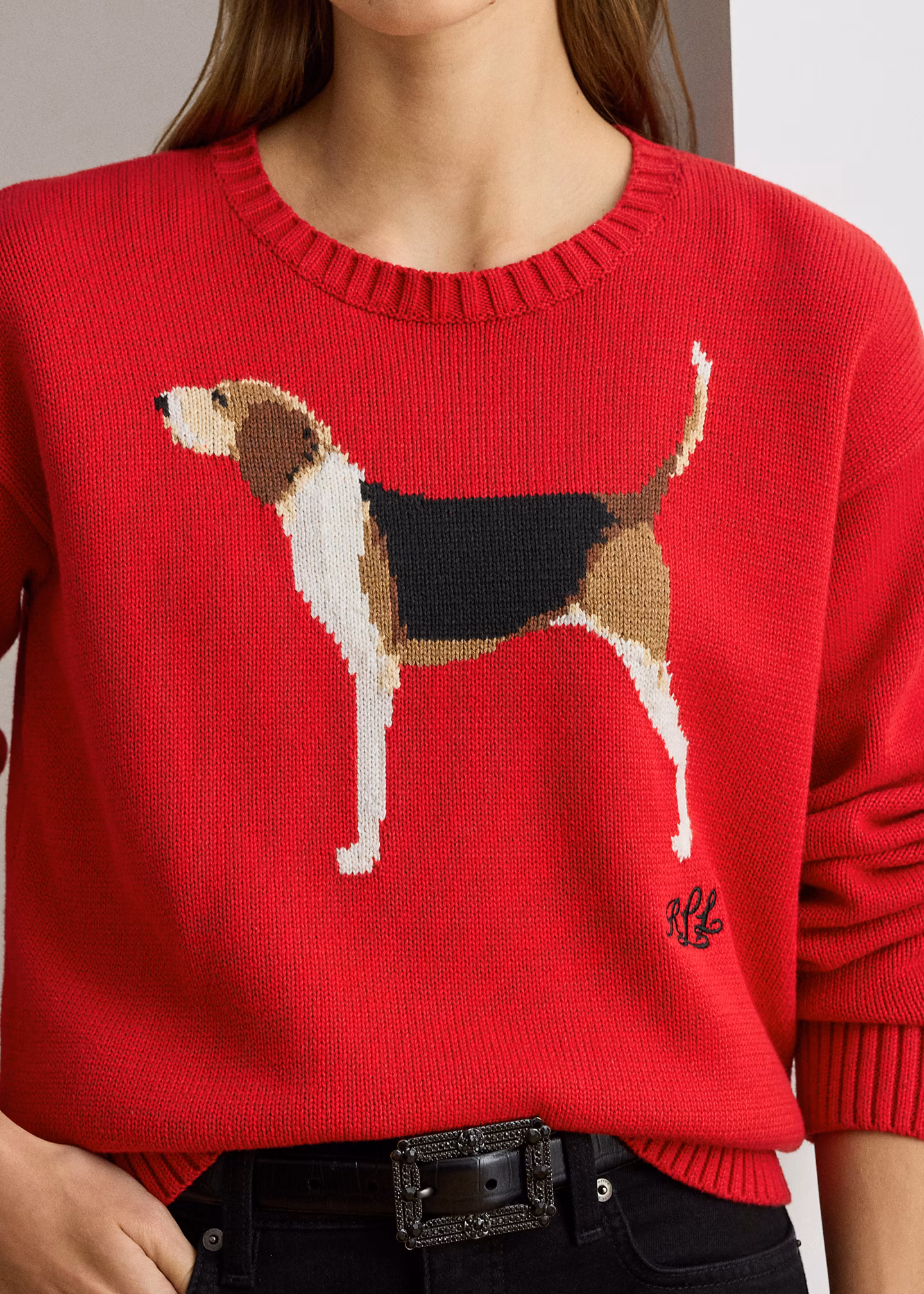 Baumwollpullover mit Foxhound-Intarsie - RALPH LAUREN OUTLET