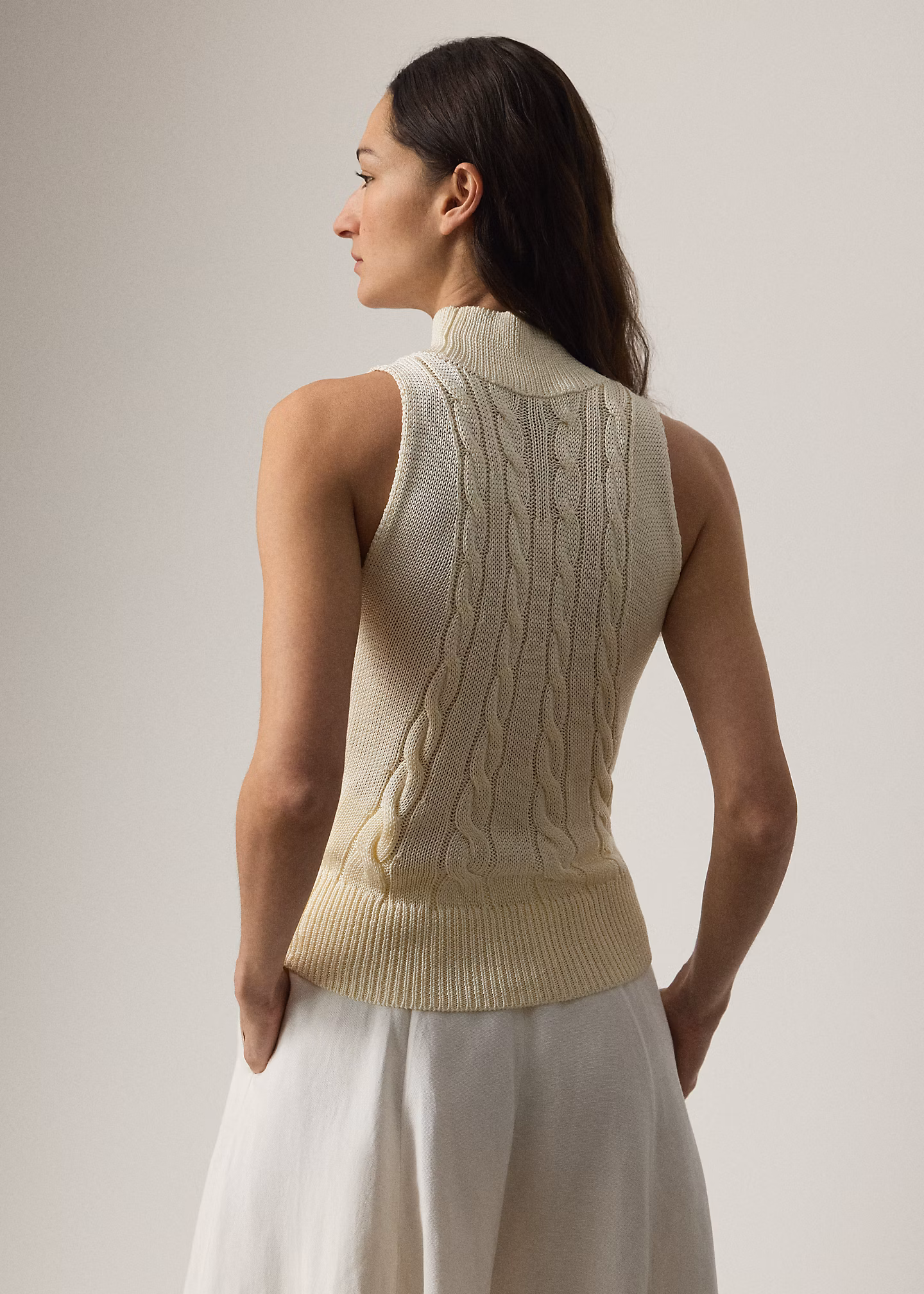 Ärmelloser Rollkragenpullover aus Seide - RALPH LAUREN OUTLET