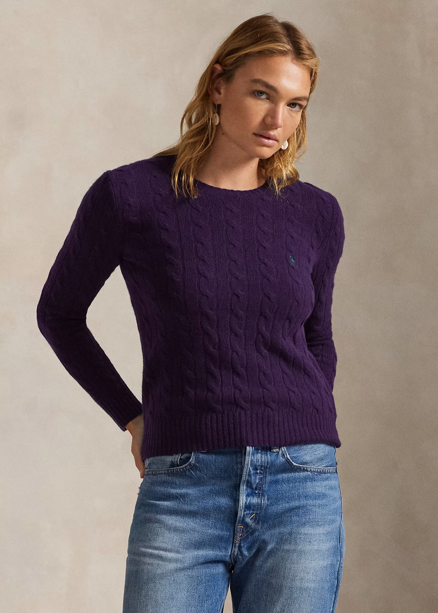 Woll-Kaschmir-Pullover mit Zopfmuster - RALPH LAUREN OUTLET