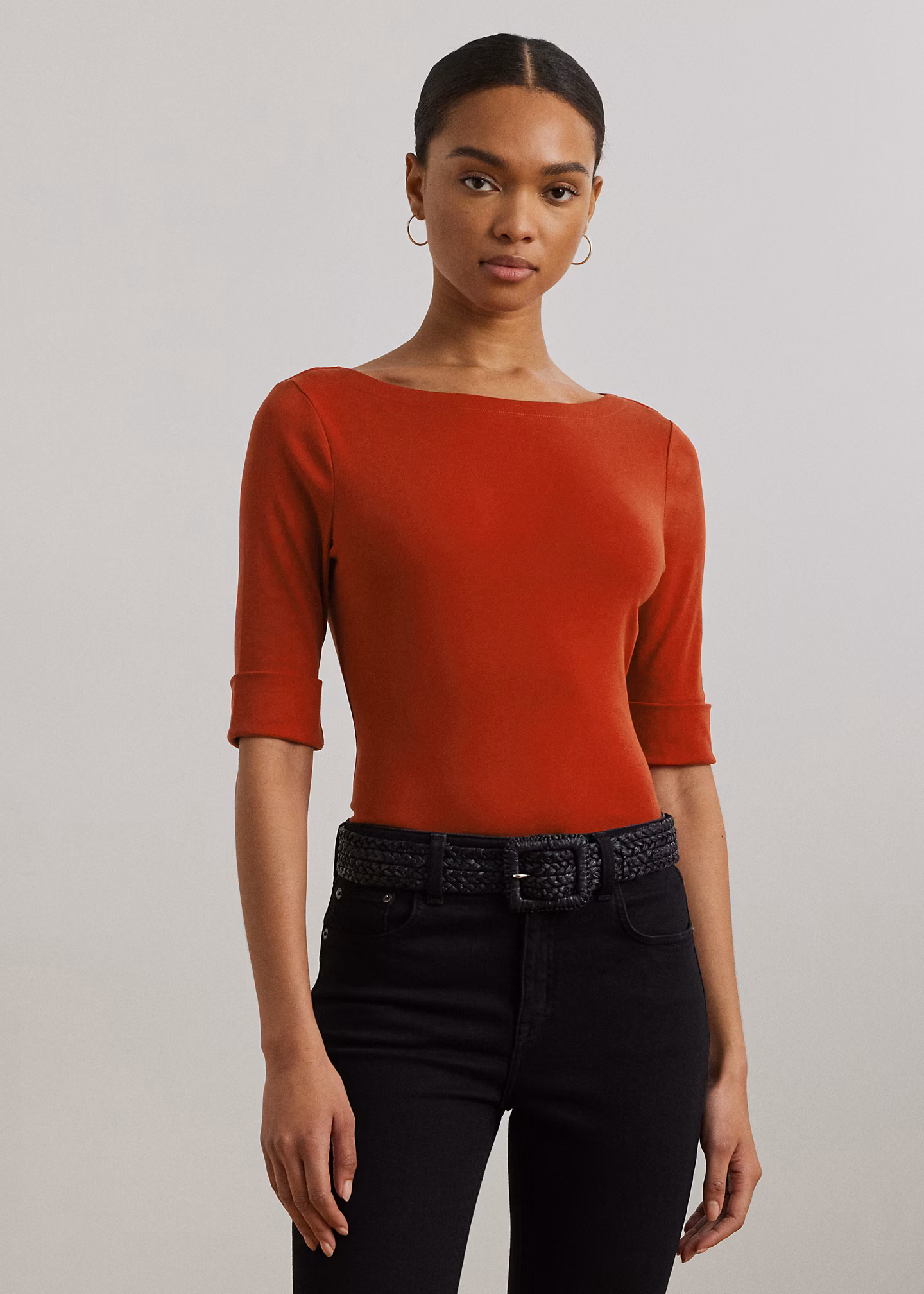 T-Shirt mit U-Boot-Ausschnitt - RALPH LAUREN OUTLET