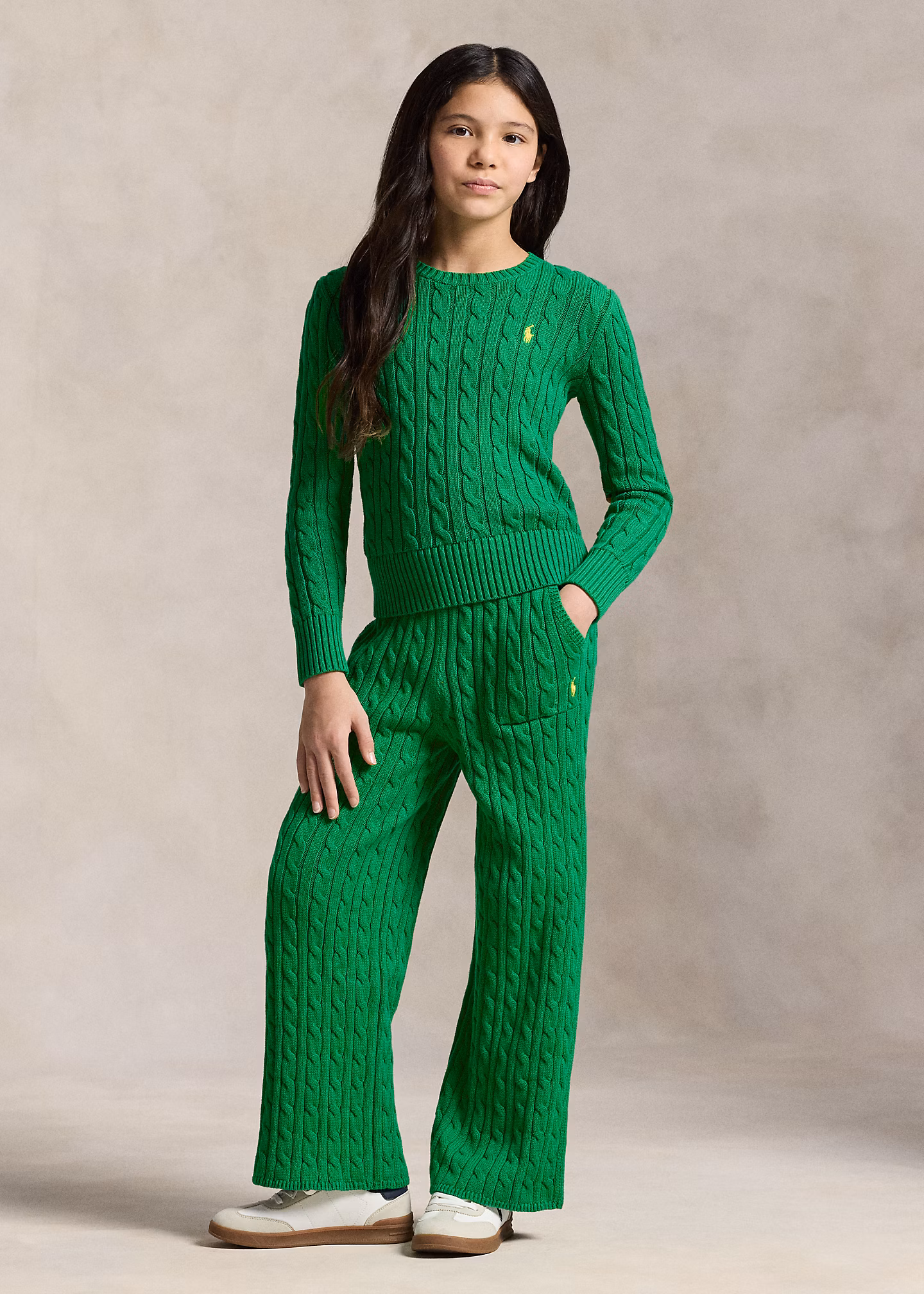 Weite Baumwoll-Strickhose mit Zopfmuster - RALPH LAUREN OUTLET