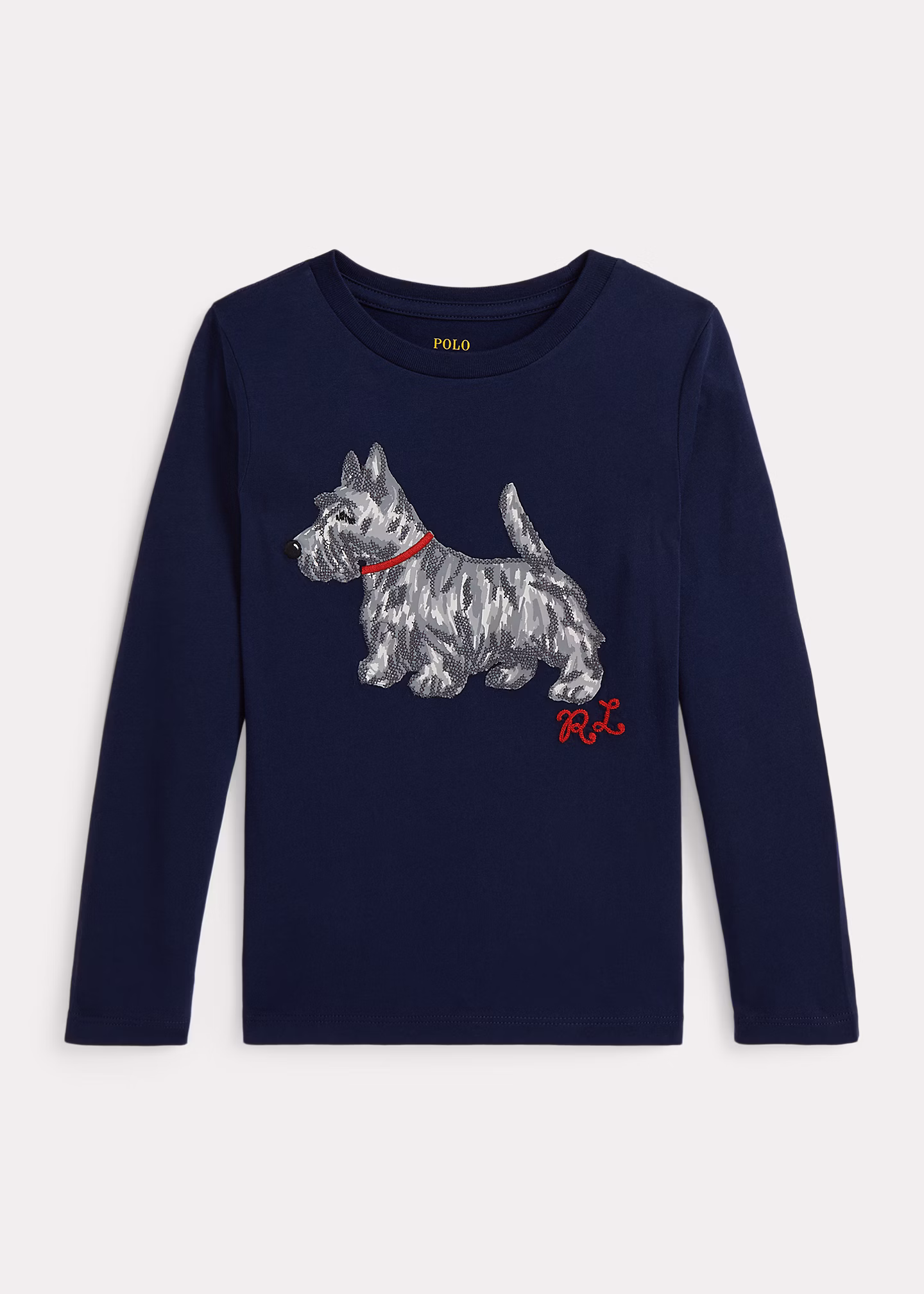 Langärmliges Baumwoll-T-Shirt mit Hund - RALPH LAUREN OUTLET
