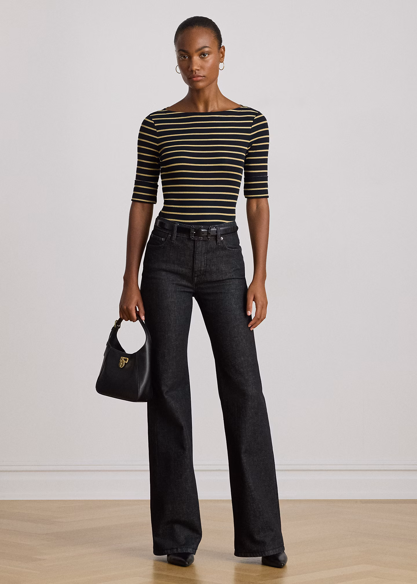 T-Shirt mit Metallic-Streifenmuster - RALPH LAUREN OUTLET