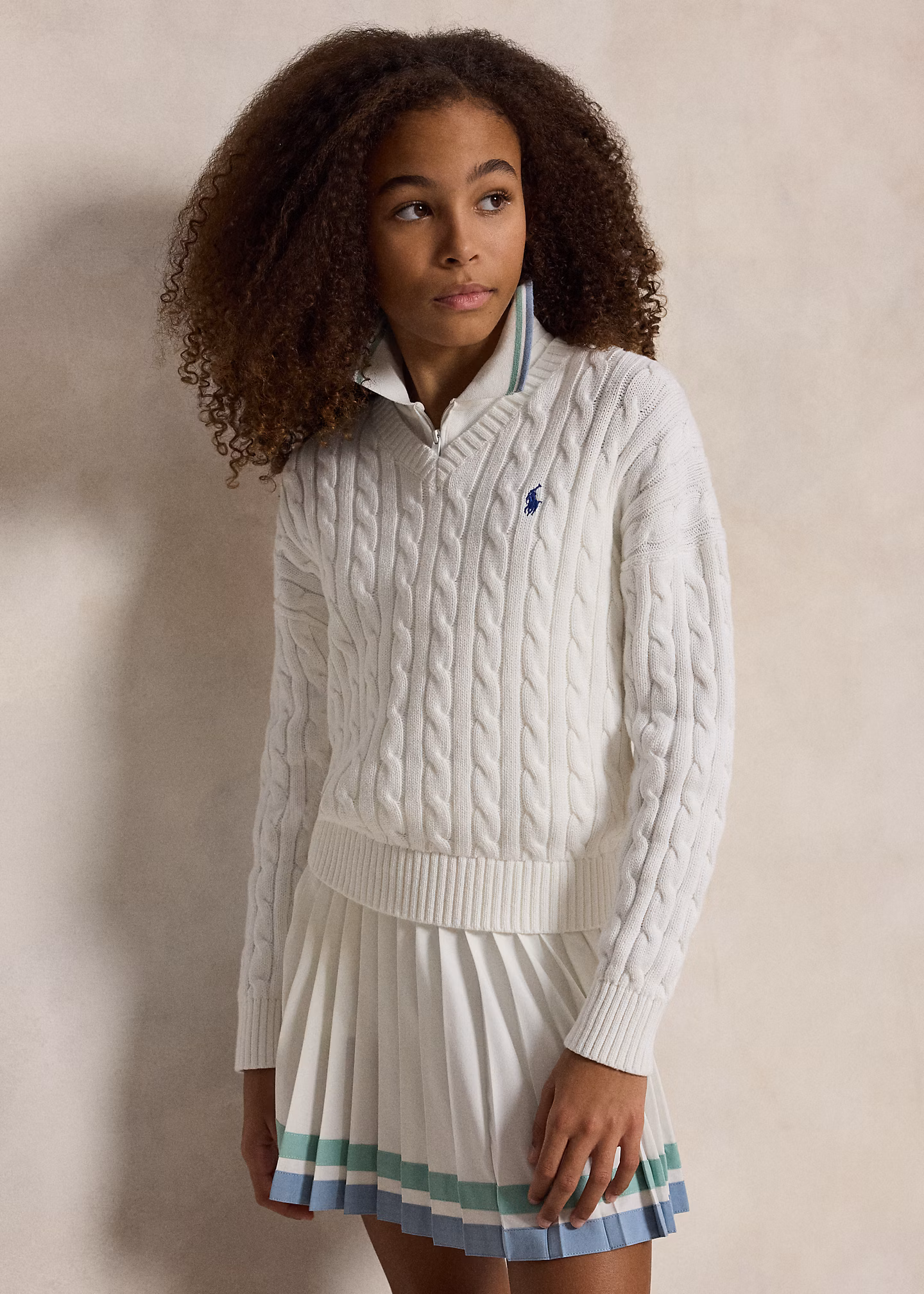 Zopfmusterpullover mit V-Ausschnitt - RALPH LAUREN OUTLET