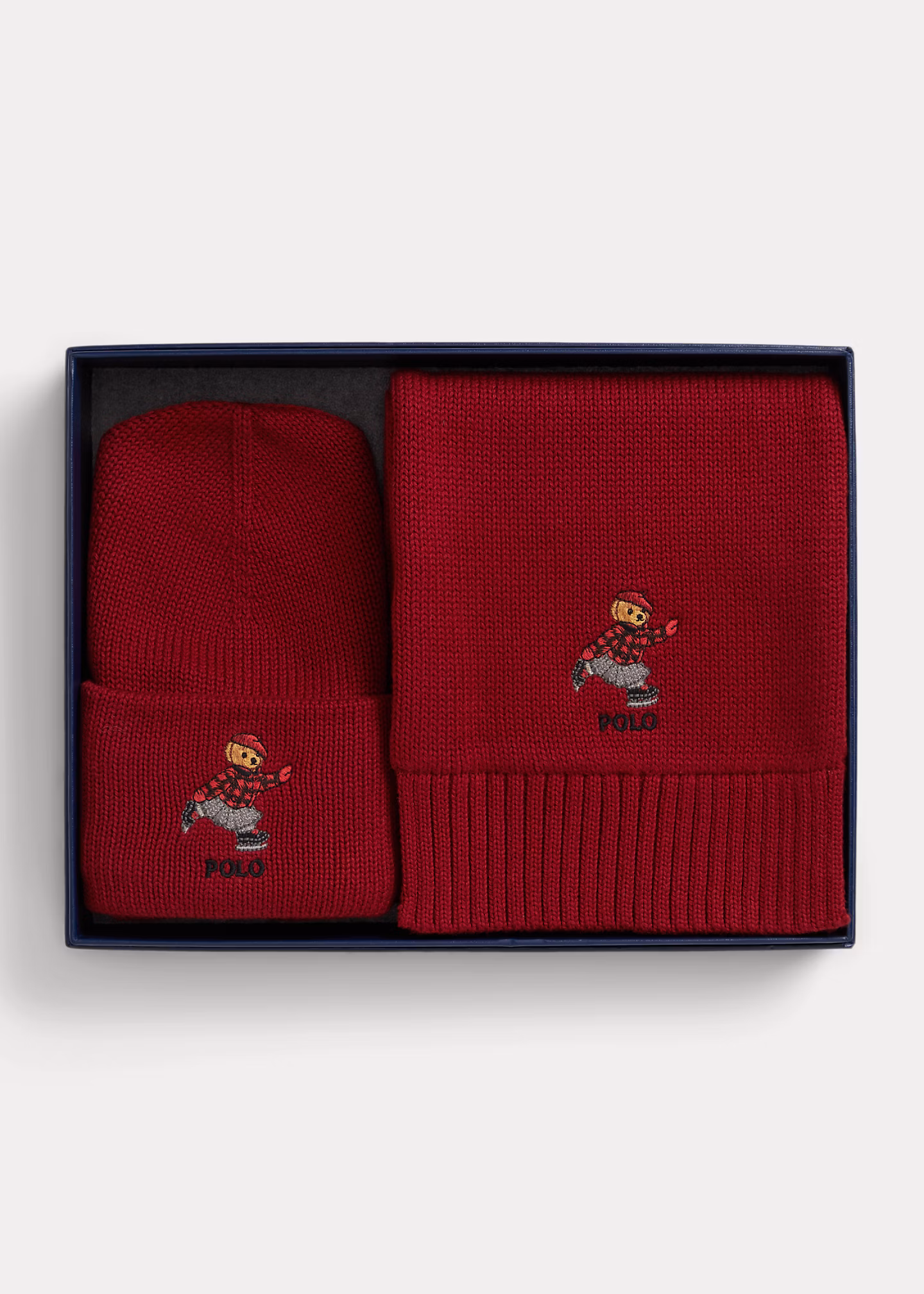 Baumwollmütze und -schal mit Polo Bear - RALPH LAUREN OUTLET