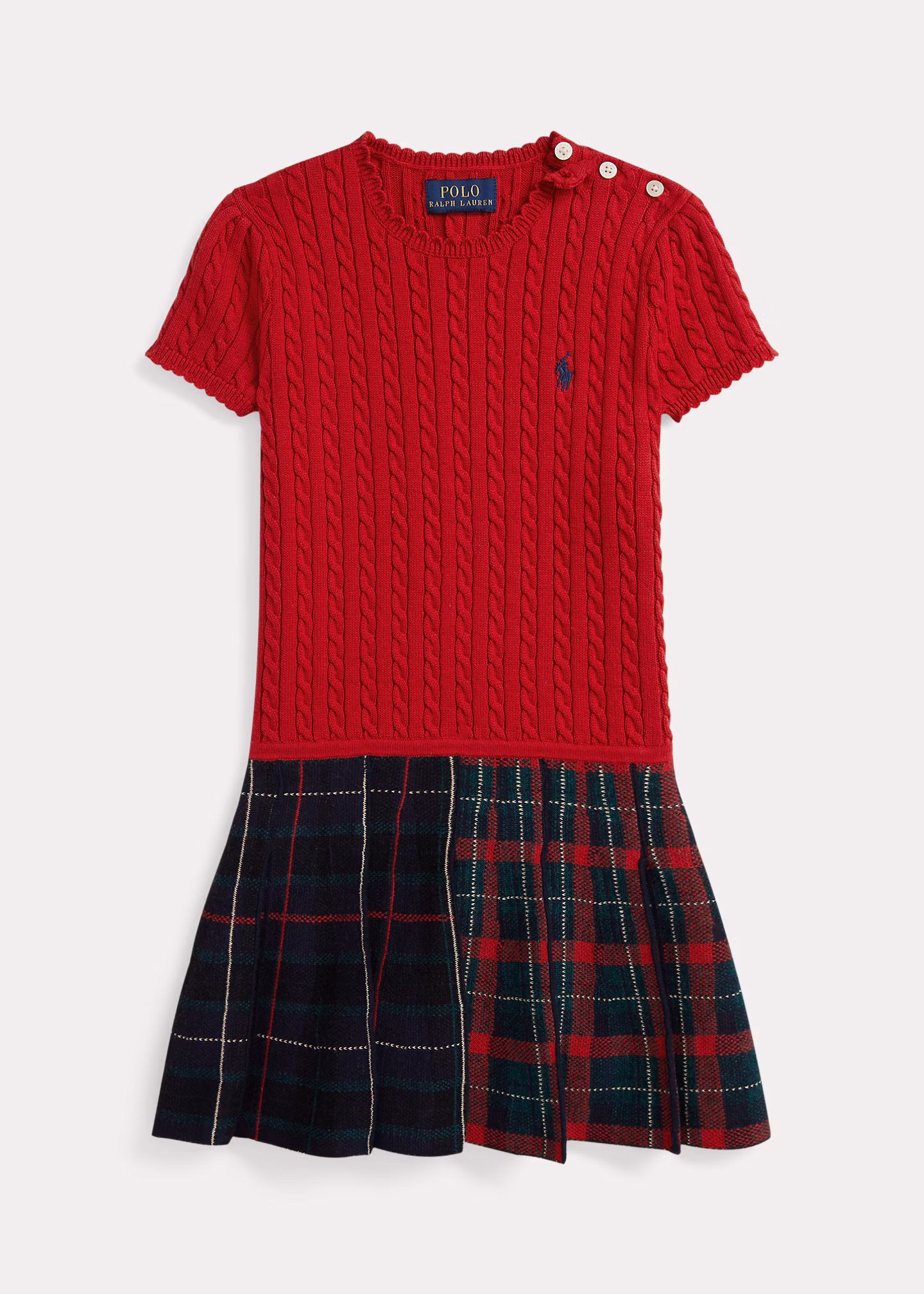 Baumwollpulloverkleid mit kariertem Rock - RALPH LAUREN OUTLET