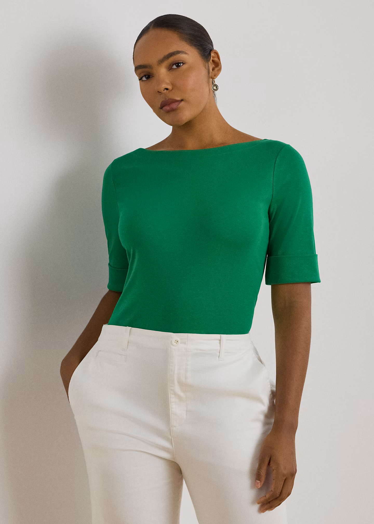 T-Shirt mit U-Boot-Ausschnitt - RALPH LAUREN OUTLET