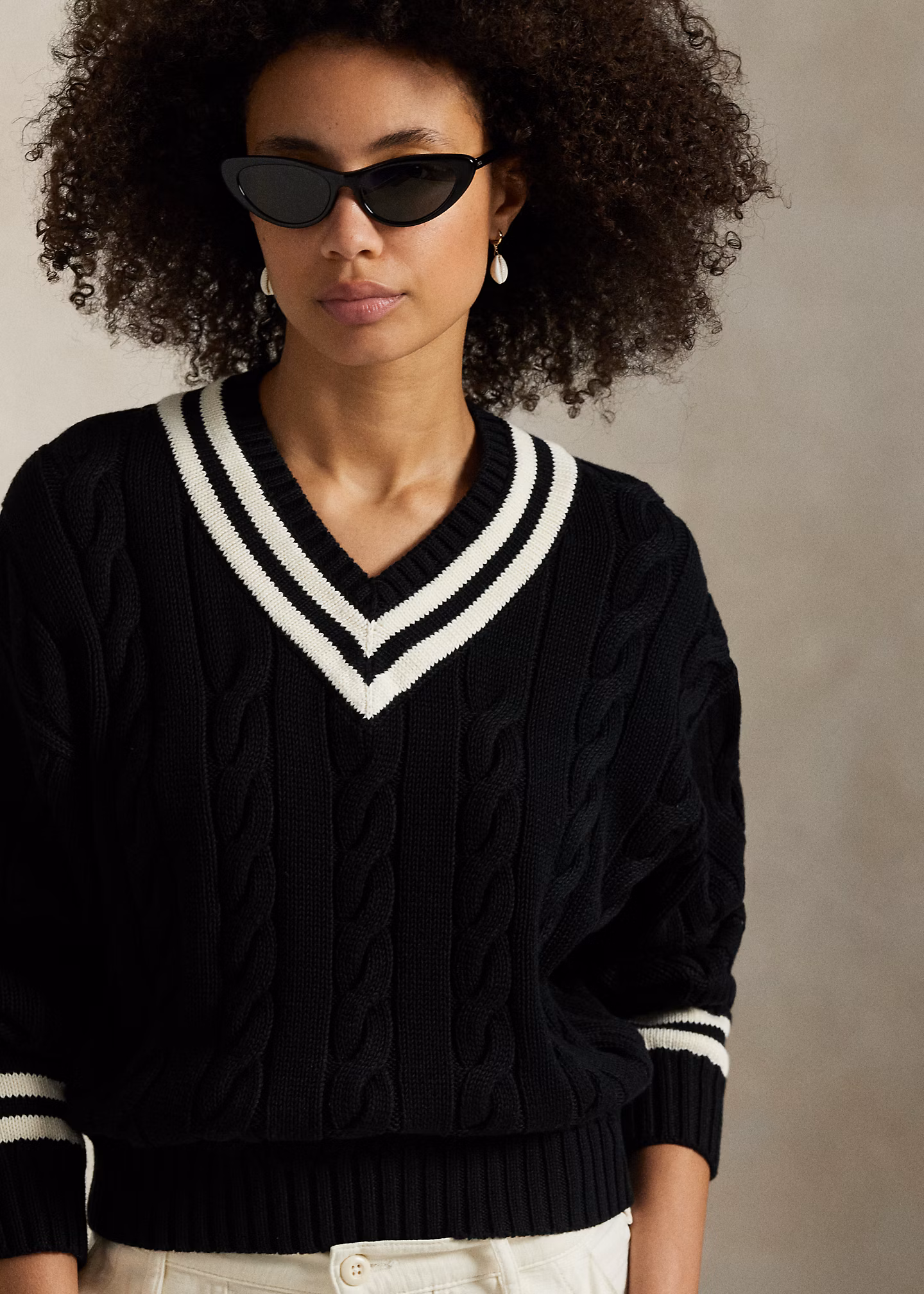 Baumwoll-Cricketpullover in Aran-Strick - RALPH LAUREN OUTLET