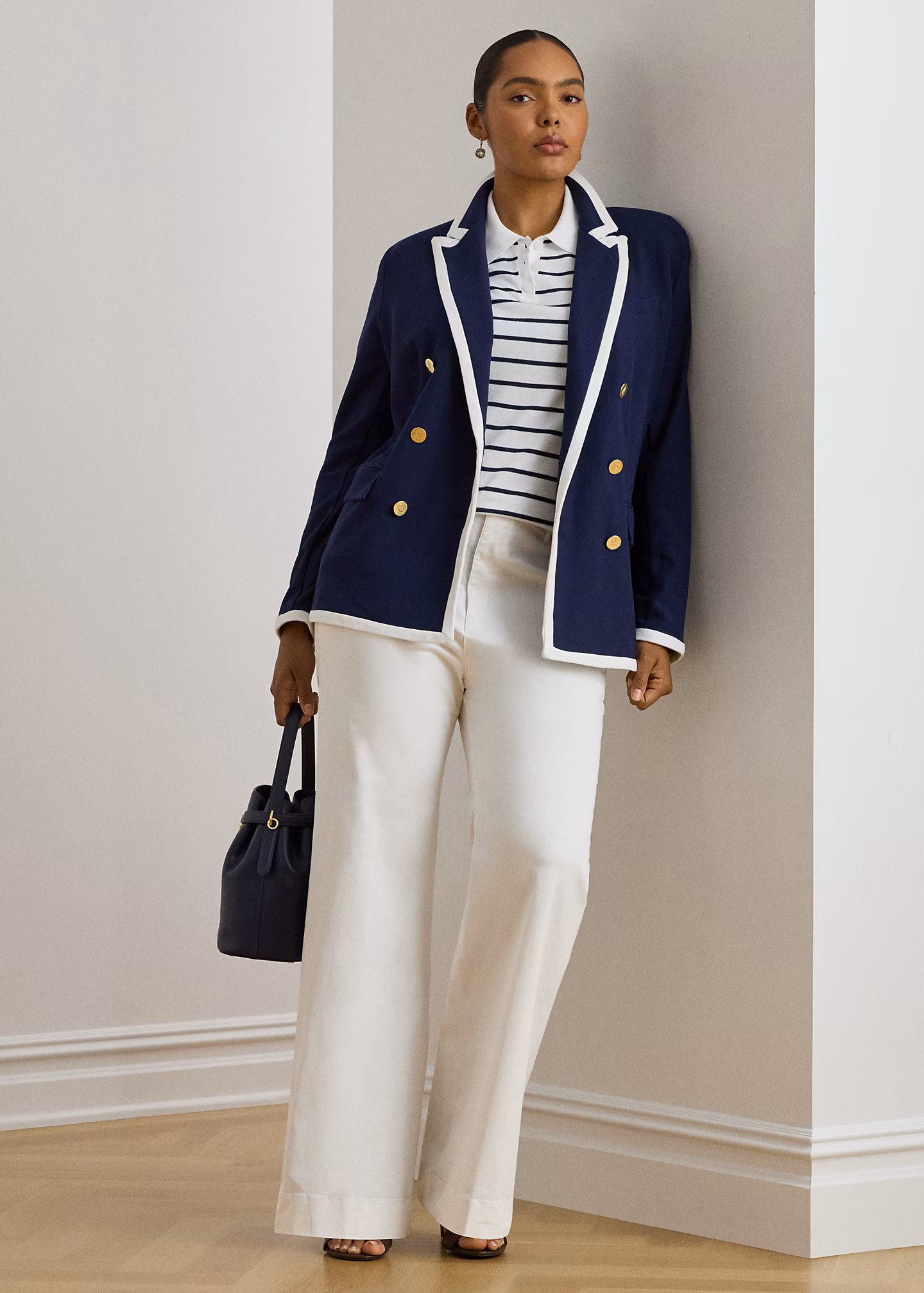 Zweifarbiger zweireihiger Piqué-Blazer - RALPH LAUREN OUTLET