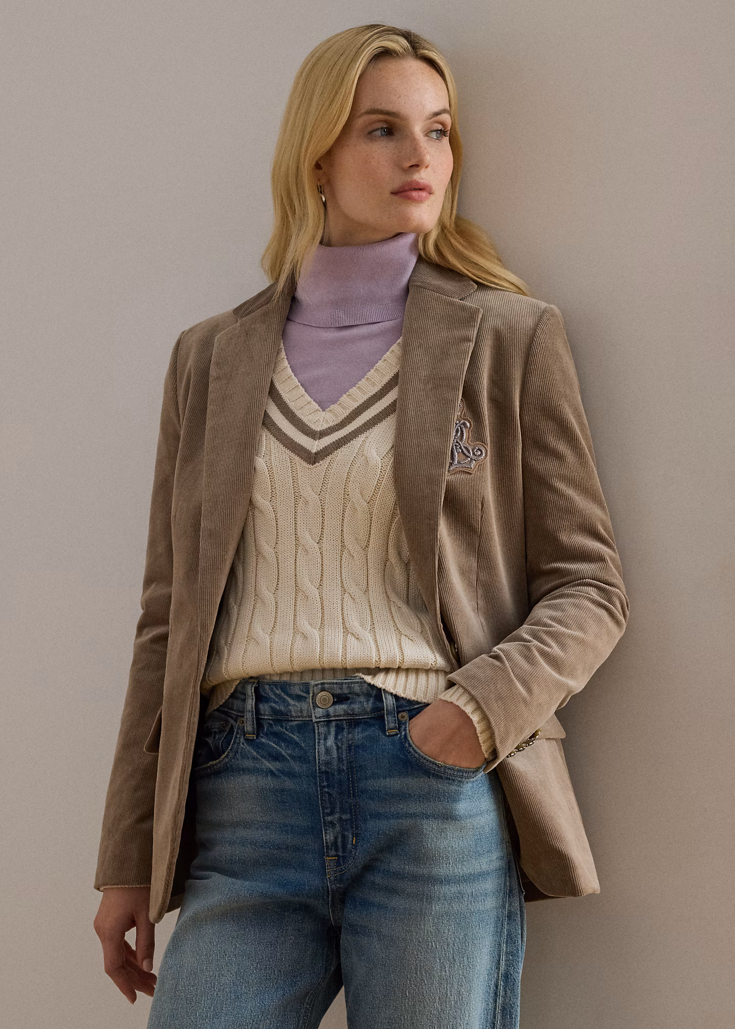 Kordsamtblazer mit Bouillonstickerei - RALPH LAUREN OUTLET