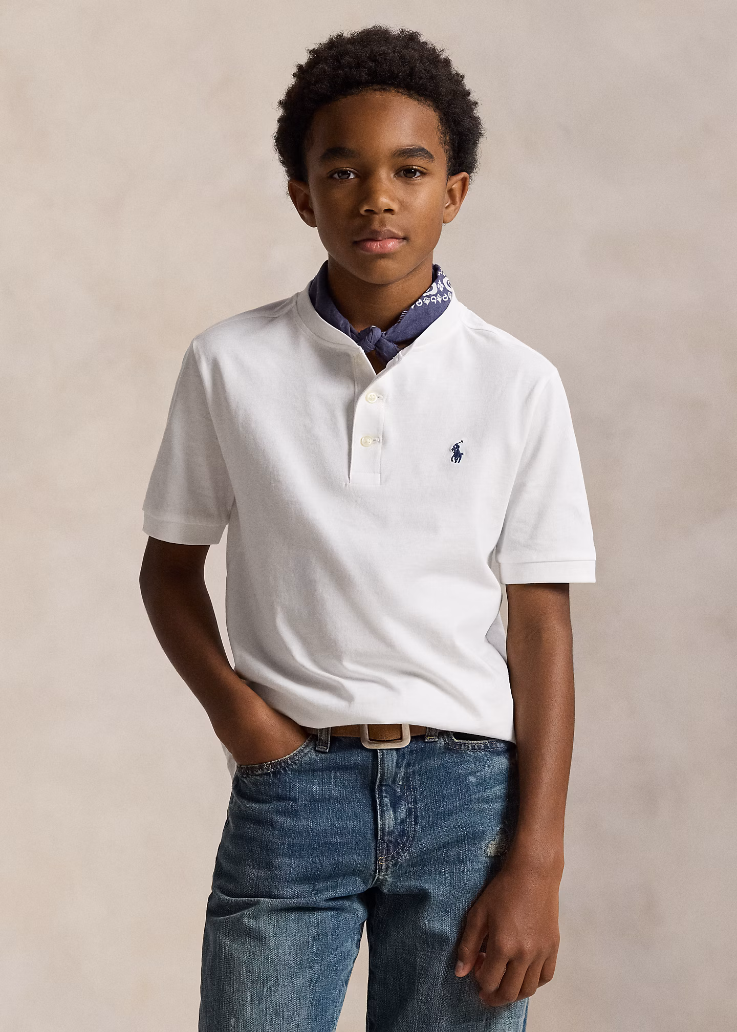 Kurzärmliges Henley aus Baumwolljersey - RALPH LAUREN OUTLET