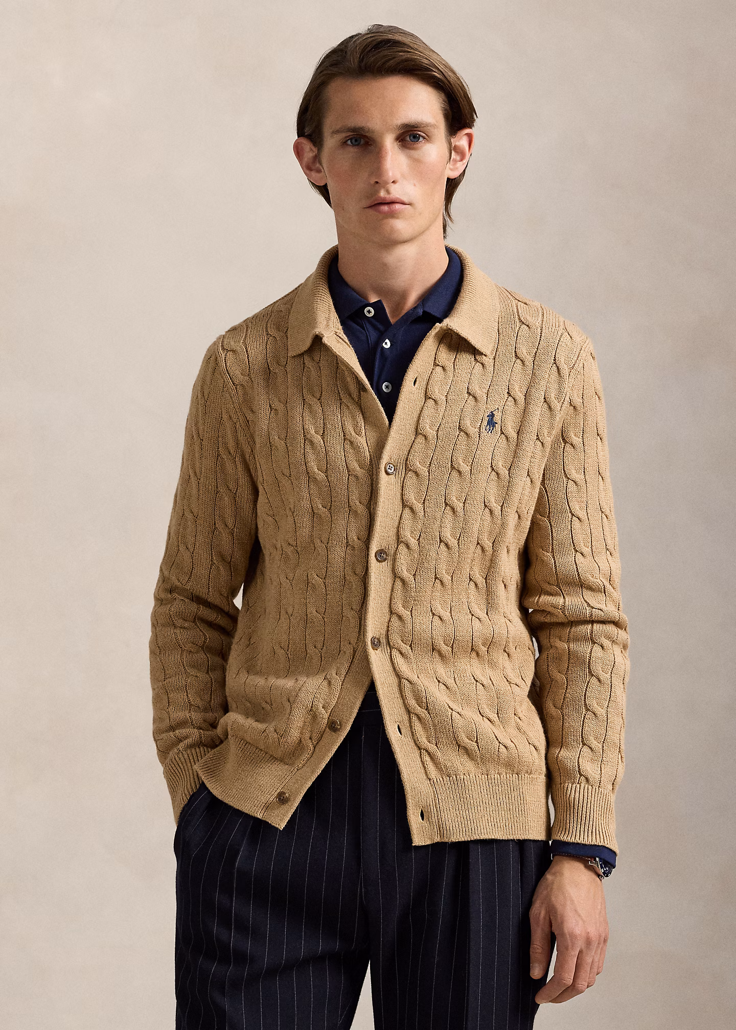 Baumwollstrickjacke mit Zopfmuster - RALPH LAUREN OUTLET