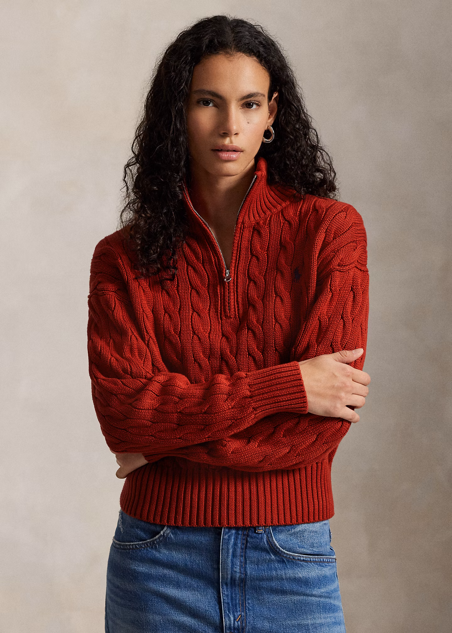 Baumwollpullover mit Zopfmuster - RALPH LAUREN OUTLET