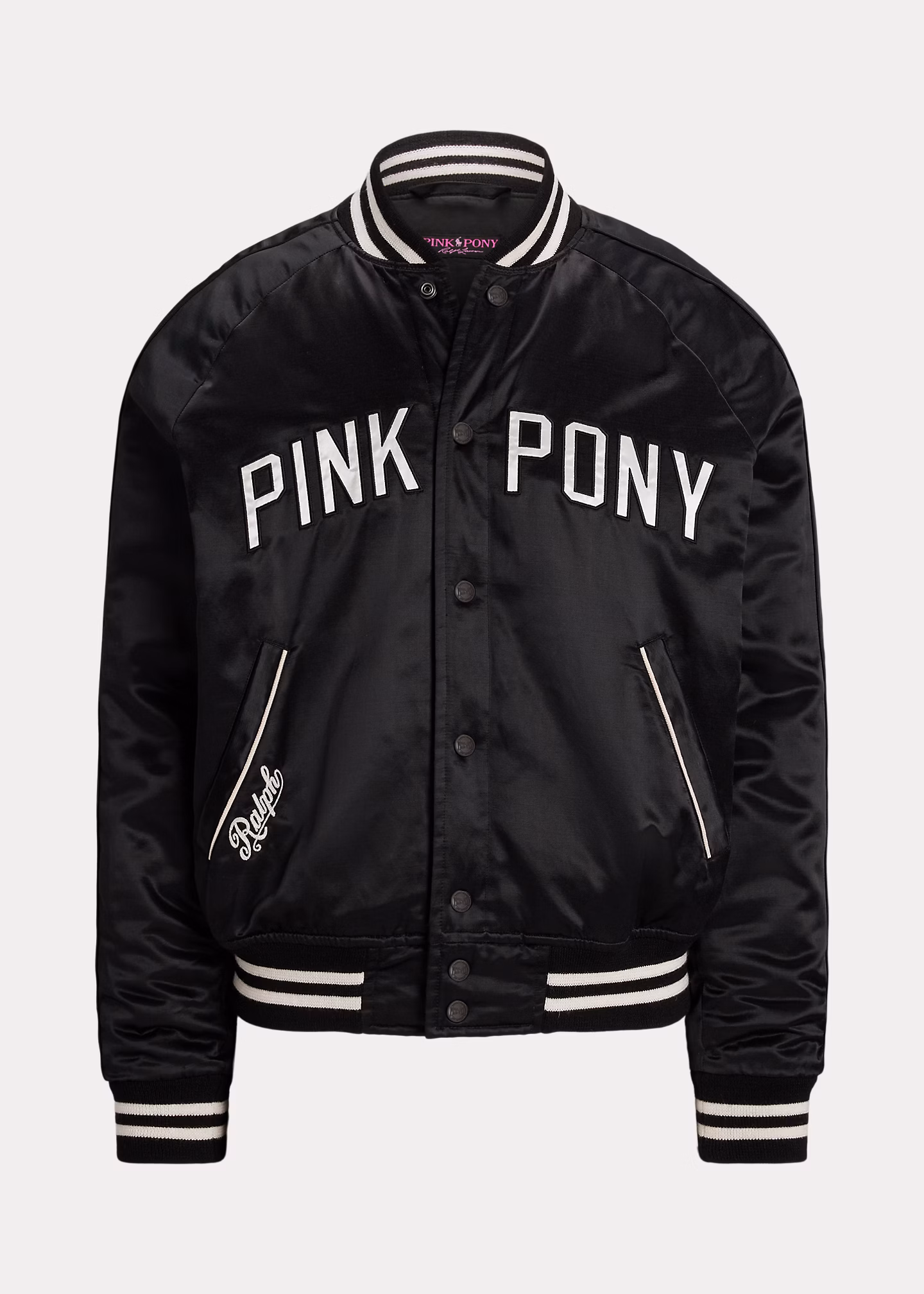 Satin-Baseballjacke mit Pink Pony - RALPH LAUREN OUTLET