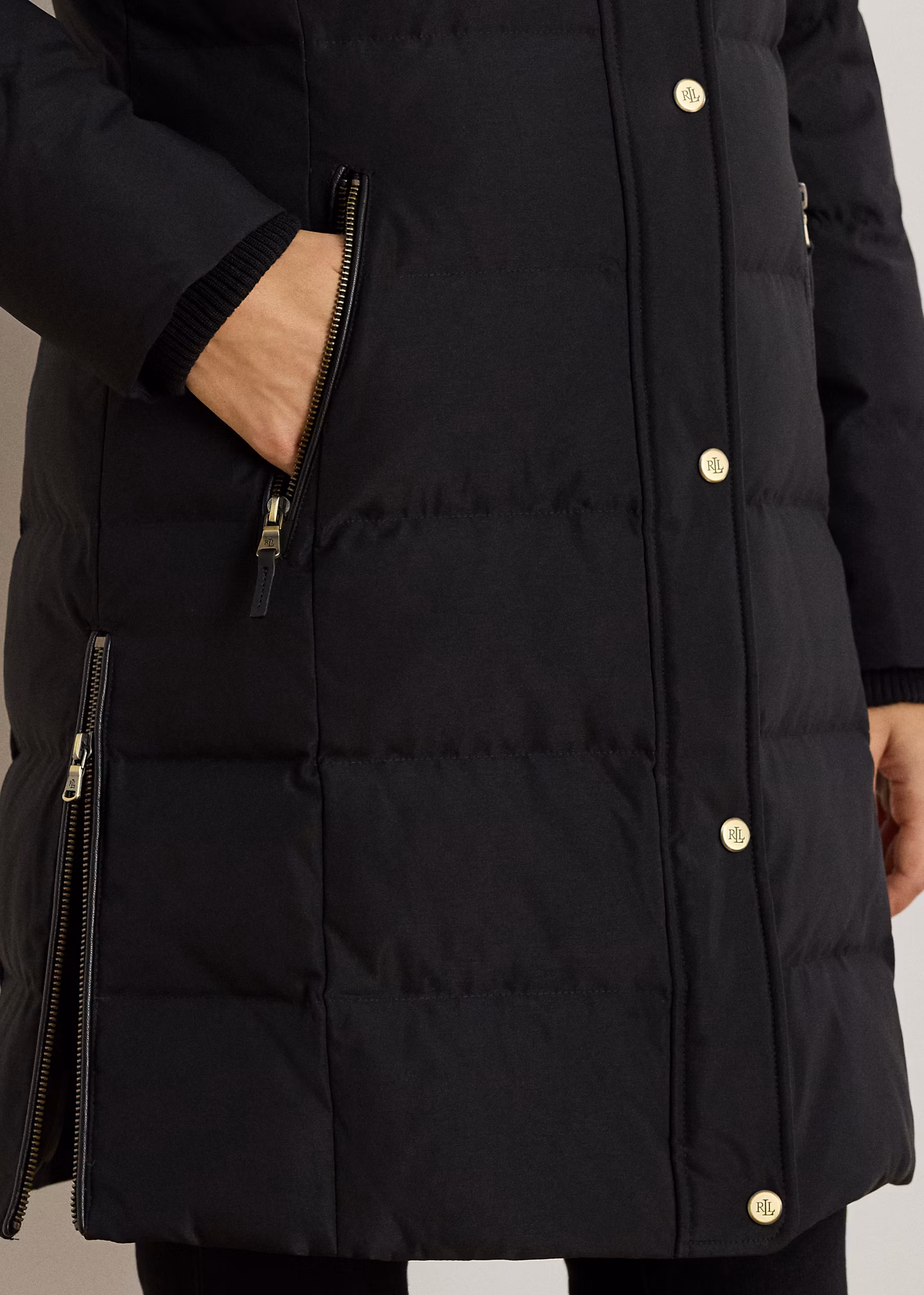 Daunenmantel mit Kapuze und Kunstpelz - RALPH LAUREN OUTLET